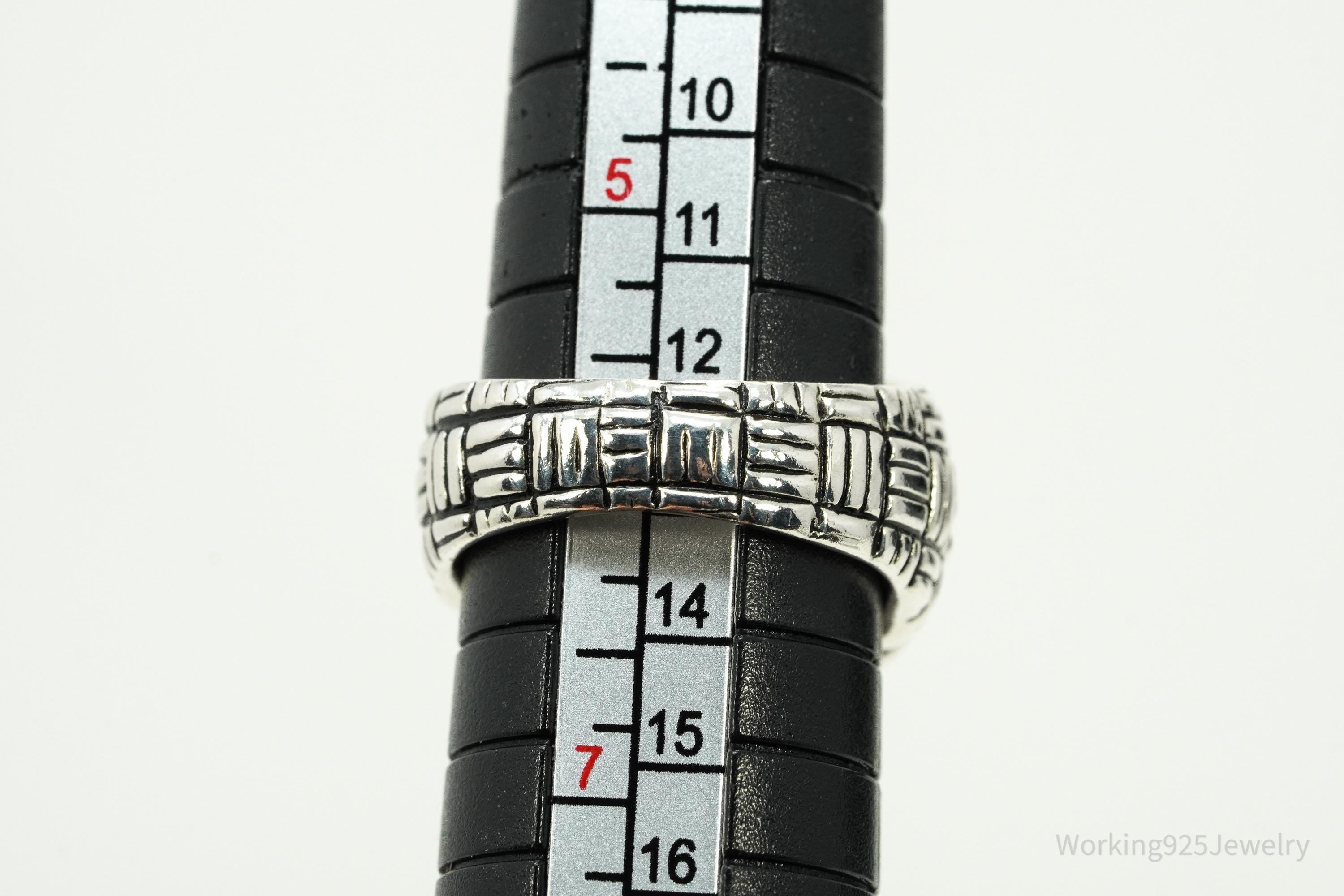 Vintage Joseph Esposito Sig Basket Weave Sterling Silver Band Ring - Size 6