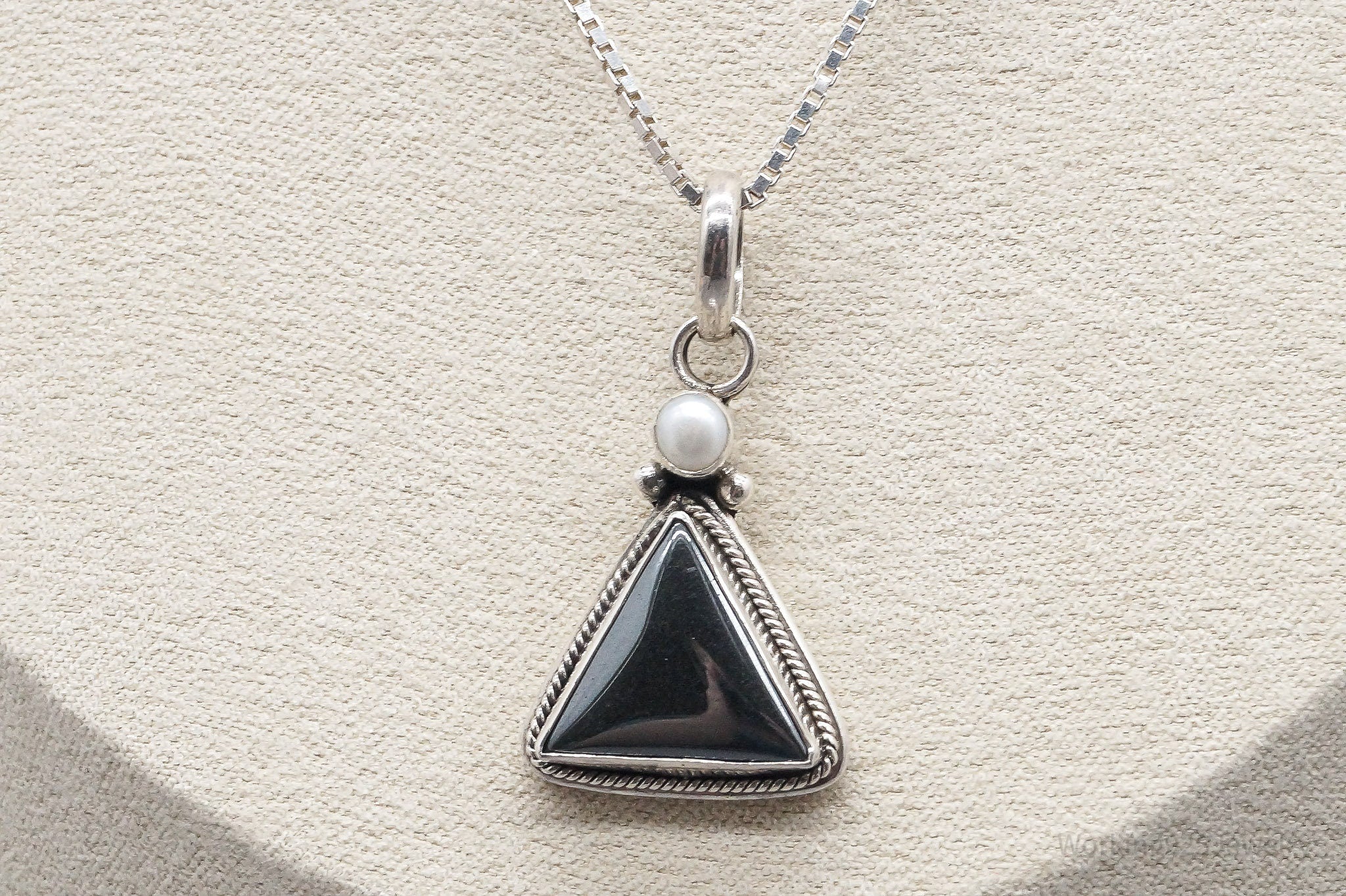 Vintage Pearl & Hematite Sterling Silver Necklace 20"