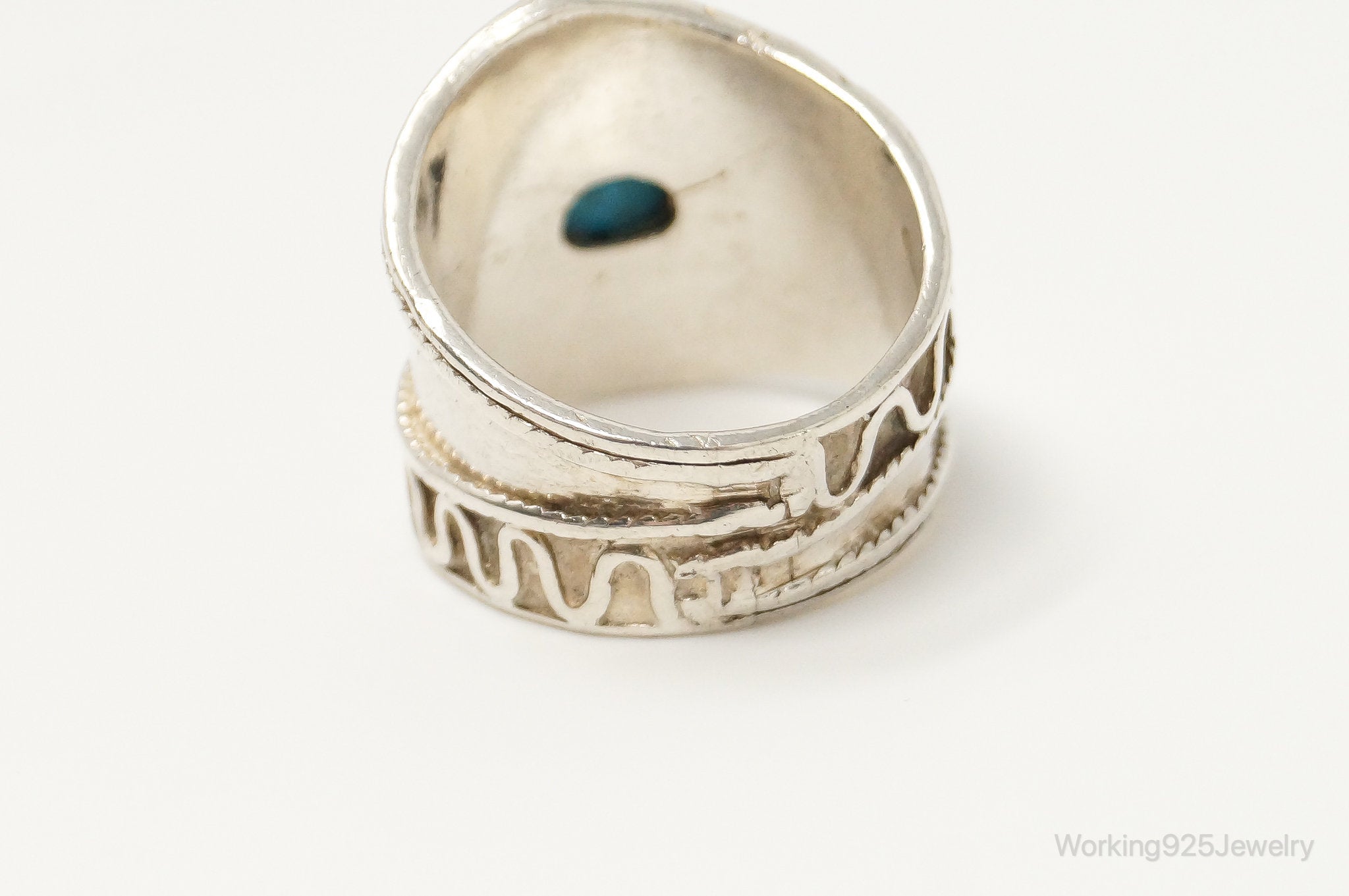 Vintage Turquoise Southwestern Sterling Silver Ring - SZ 8.75