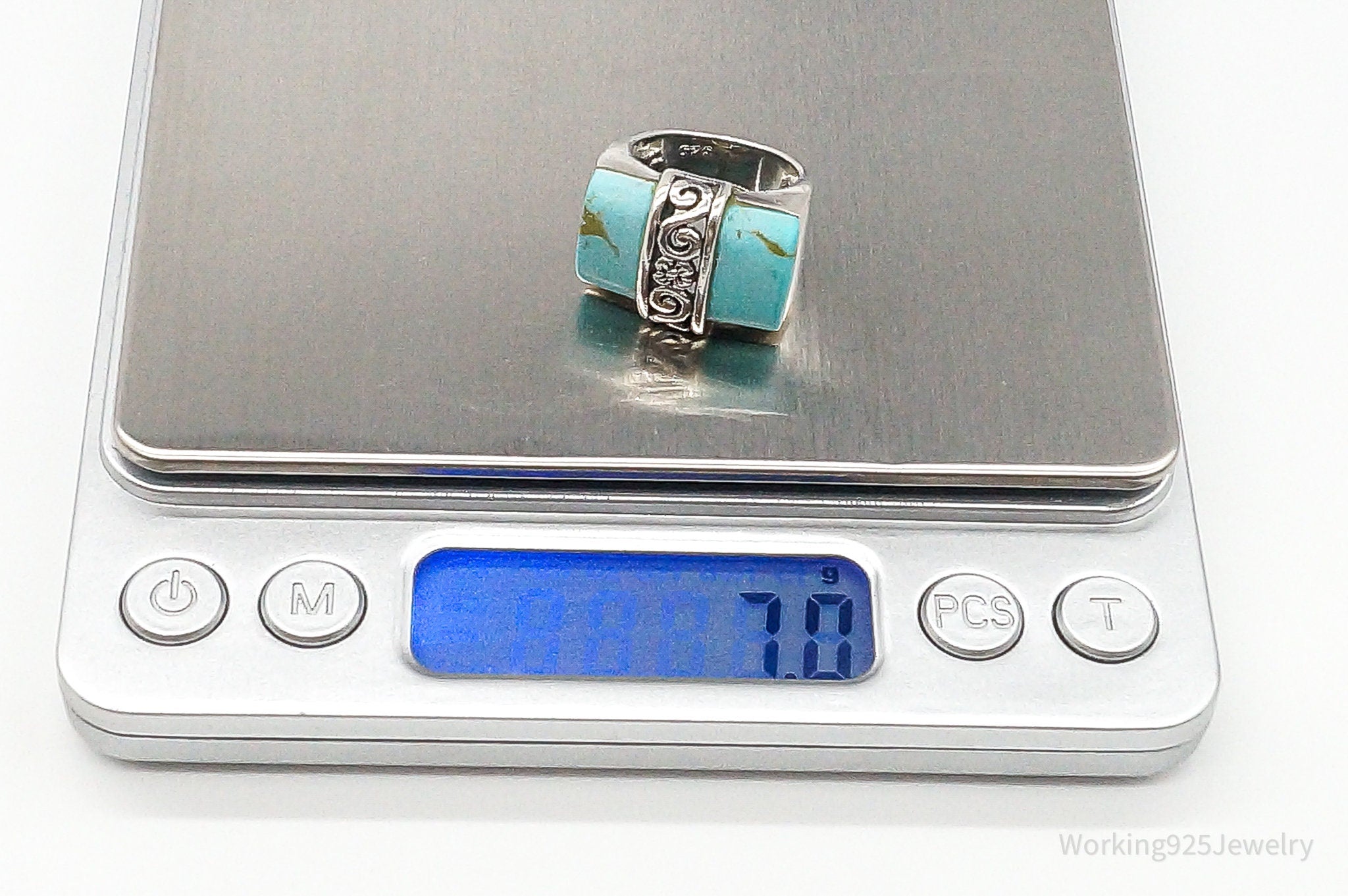 Vintage Turquoise Sterling Silver Ring - Size 5.25