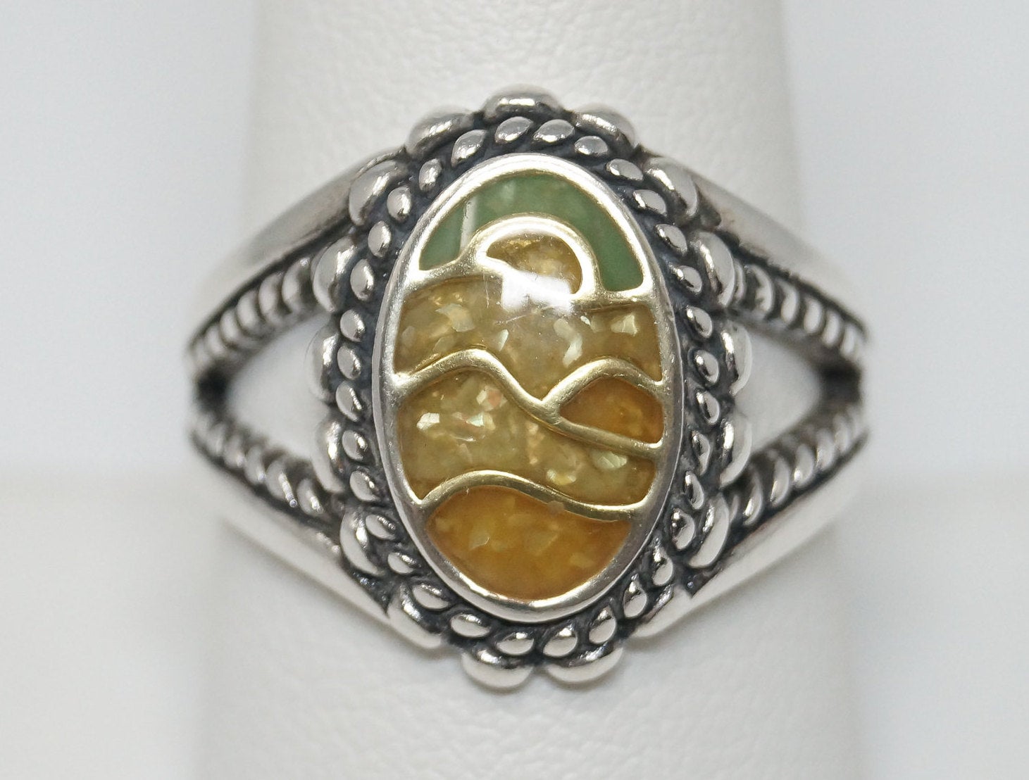 Vtg Designer Carolyn Pollack Relios Mountain Scene Sterling Silver Ring - Sz 9