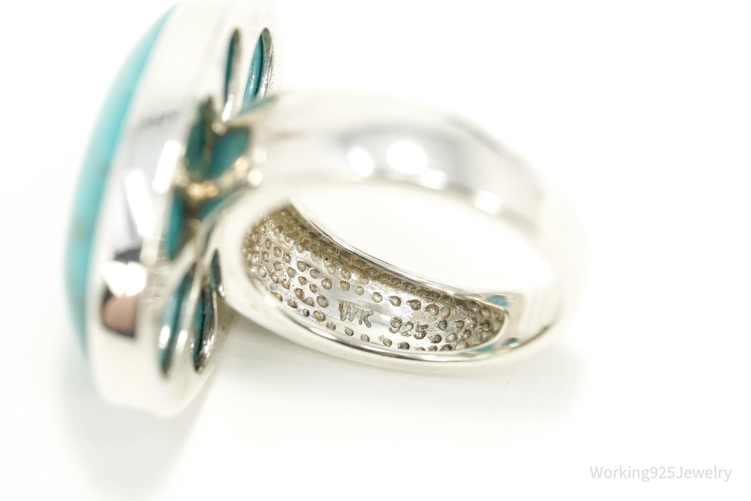 Vintage Whitney Kelly WK Sterling Silver Ring • Large Turquoise Size 6.75