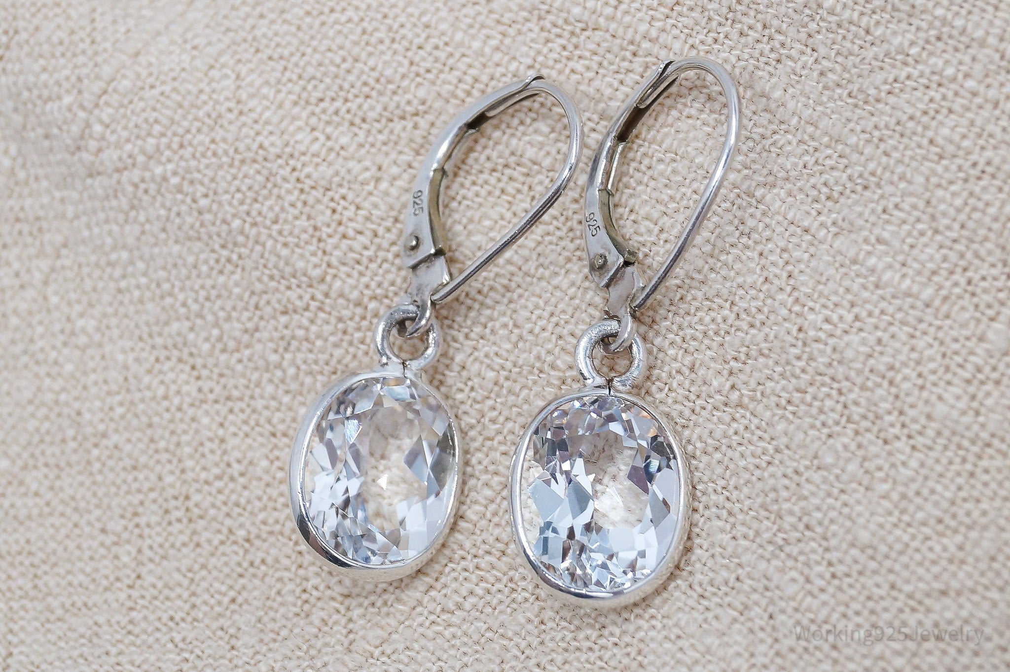 Vintage White Topaz Sterling Silver Earrings