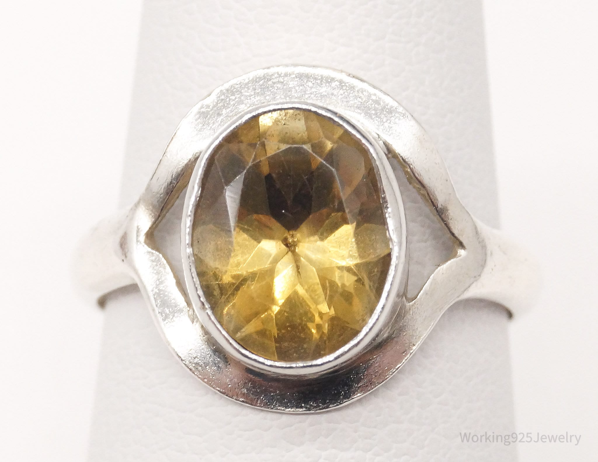 Vintage Citrine Sterling Silver Ring - Size 7.5