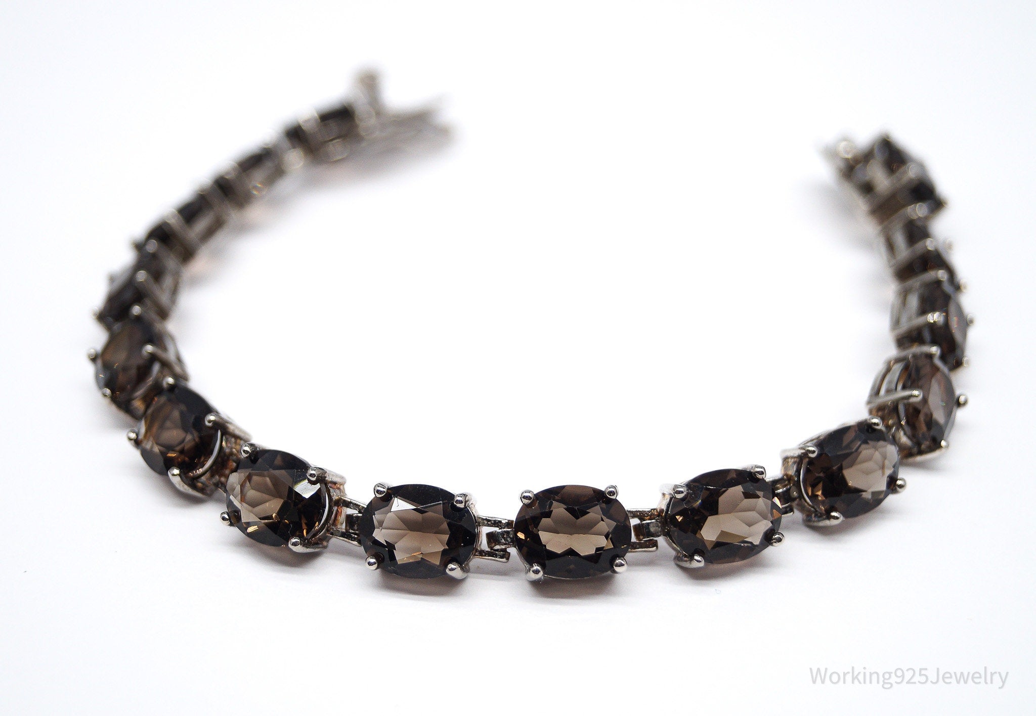 Vintage ALX Smoky Quartz Sterling Silver Bracelet 8"