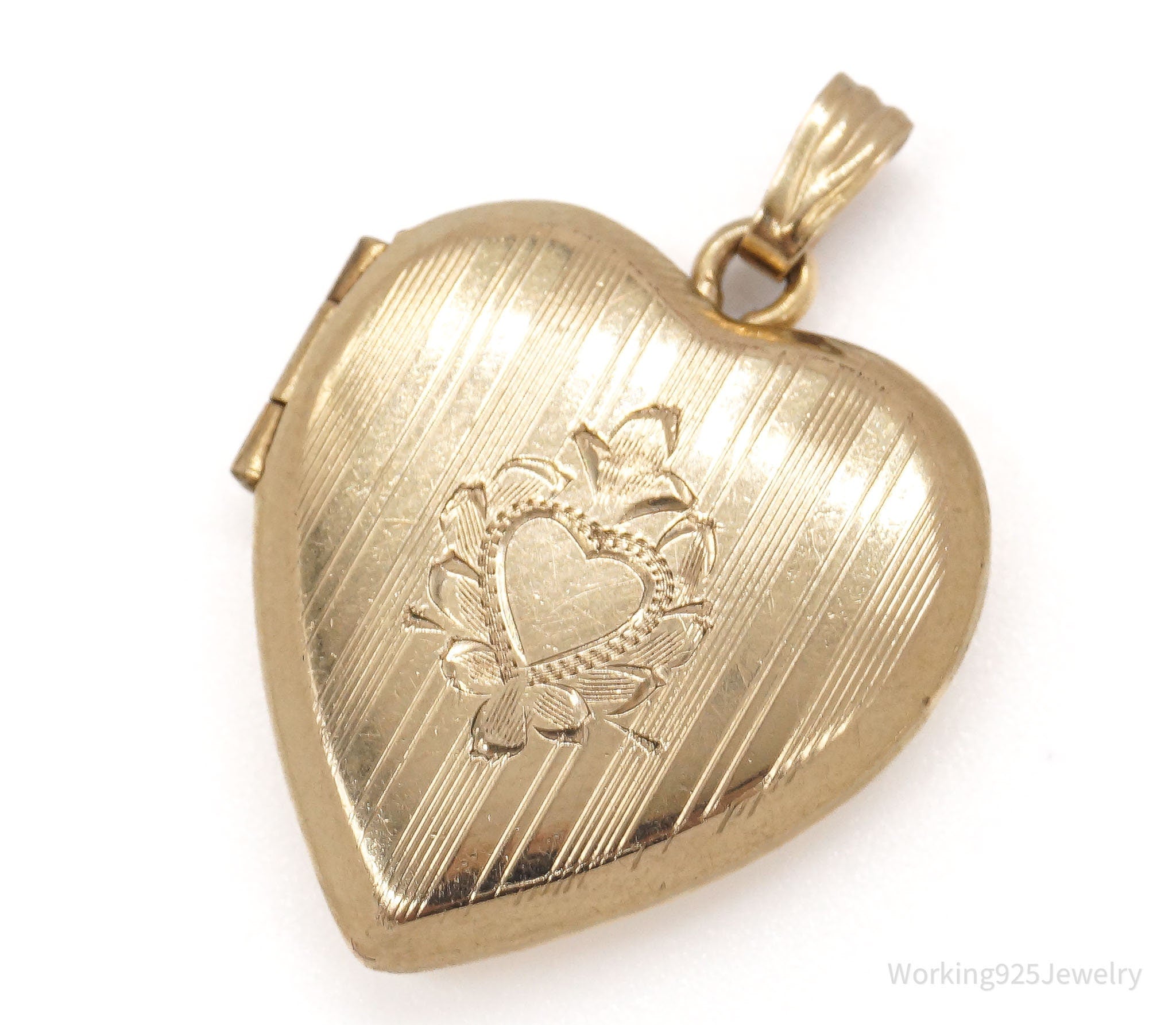 Vintage Mid Century HFB 12K Gold Filled Heart Locket Pendant