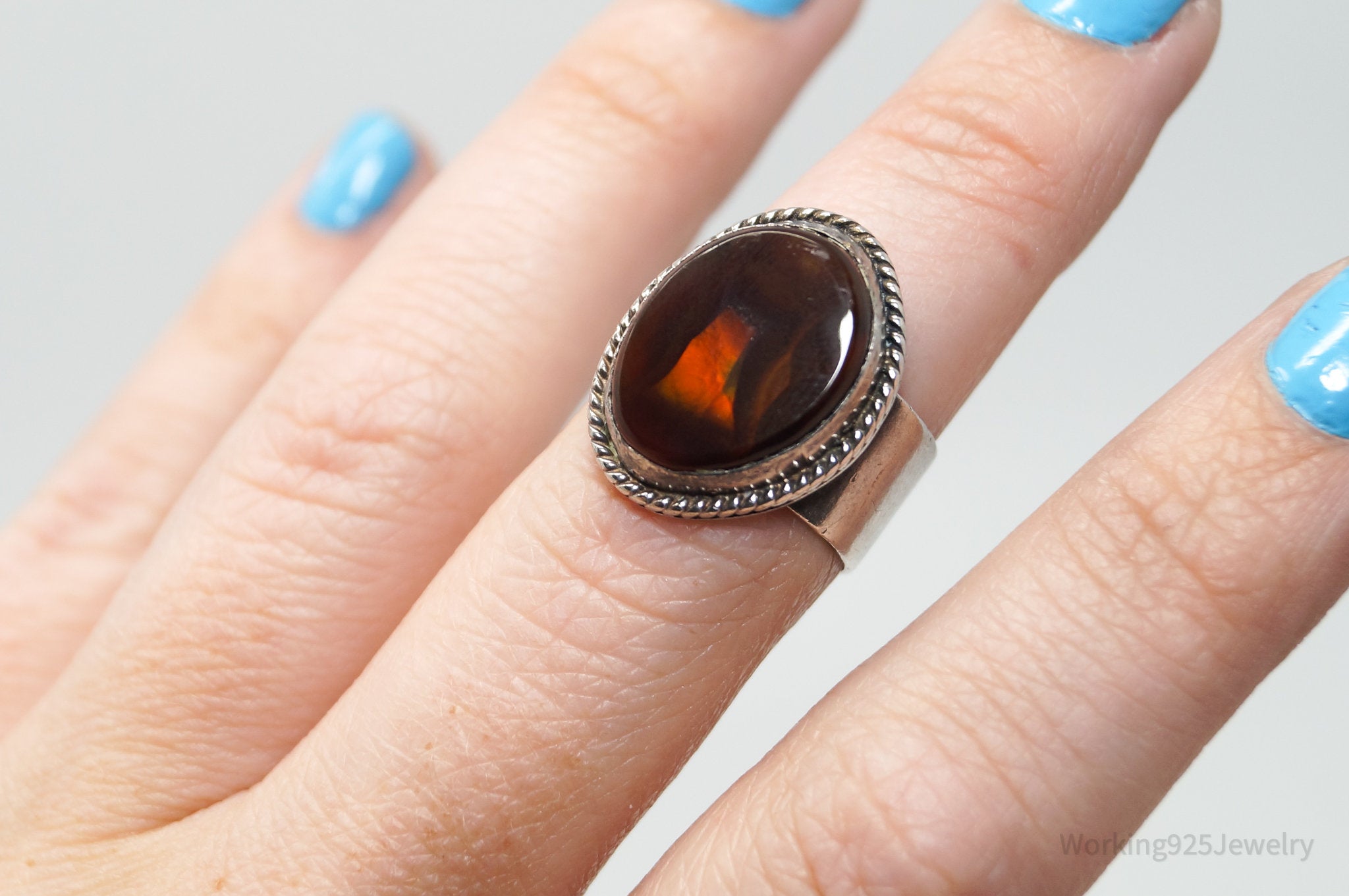 Vintage Native American Fire Agate Sterling Silver Ring - Sz 7