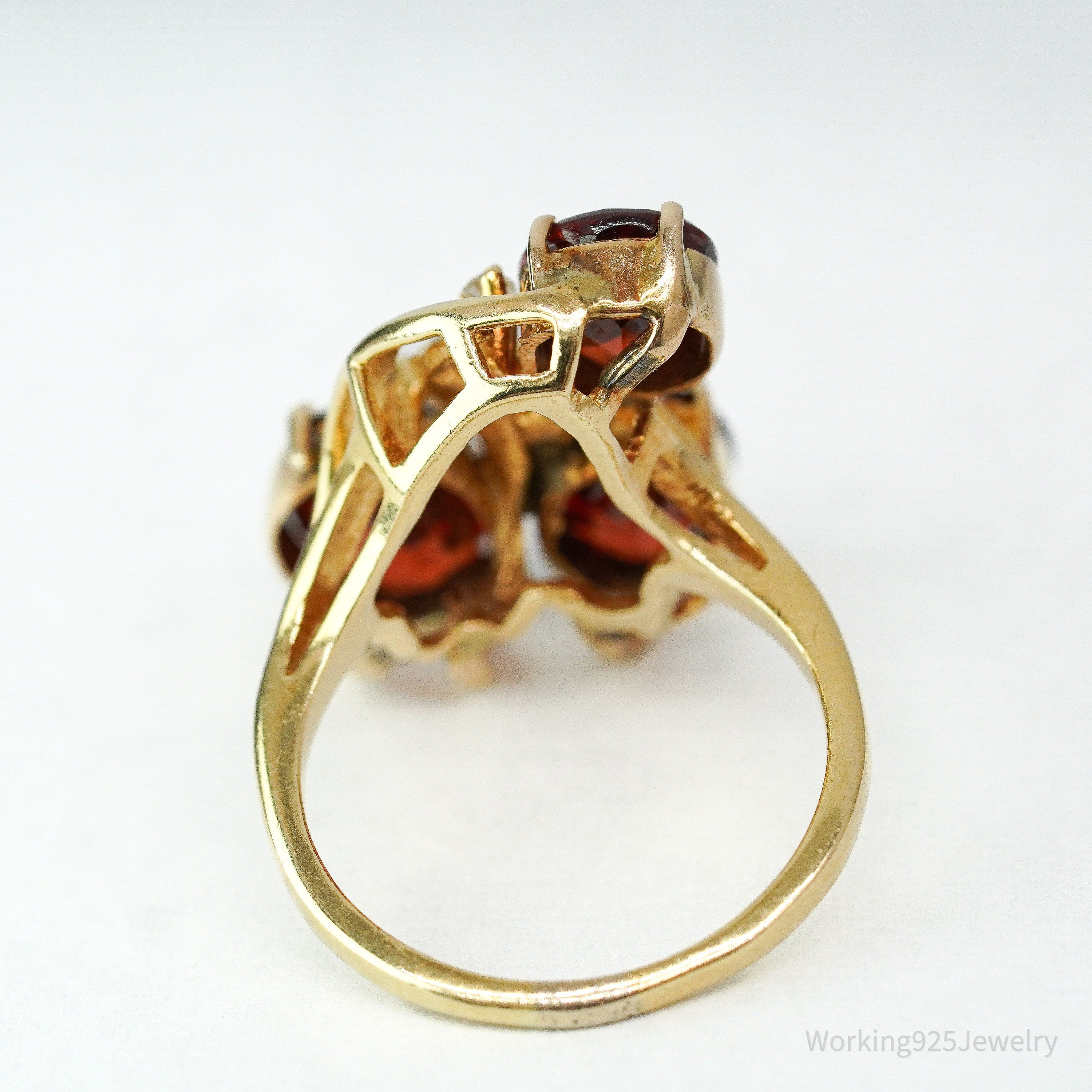 14K Yellow Gold, Diamond, & Spessartine Garnet Ring - Size 8.25