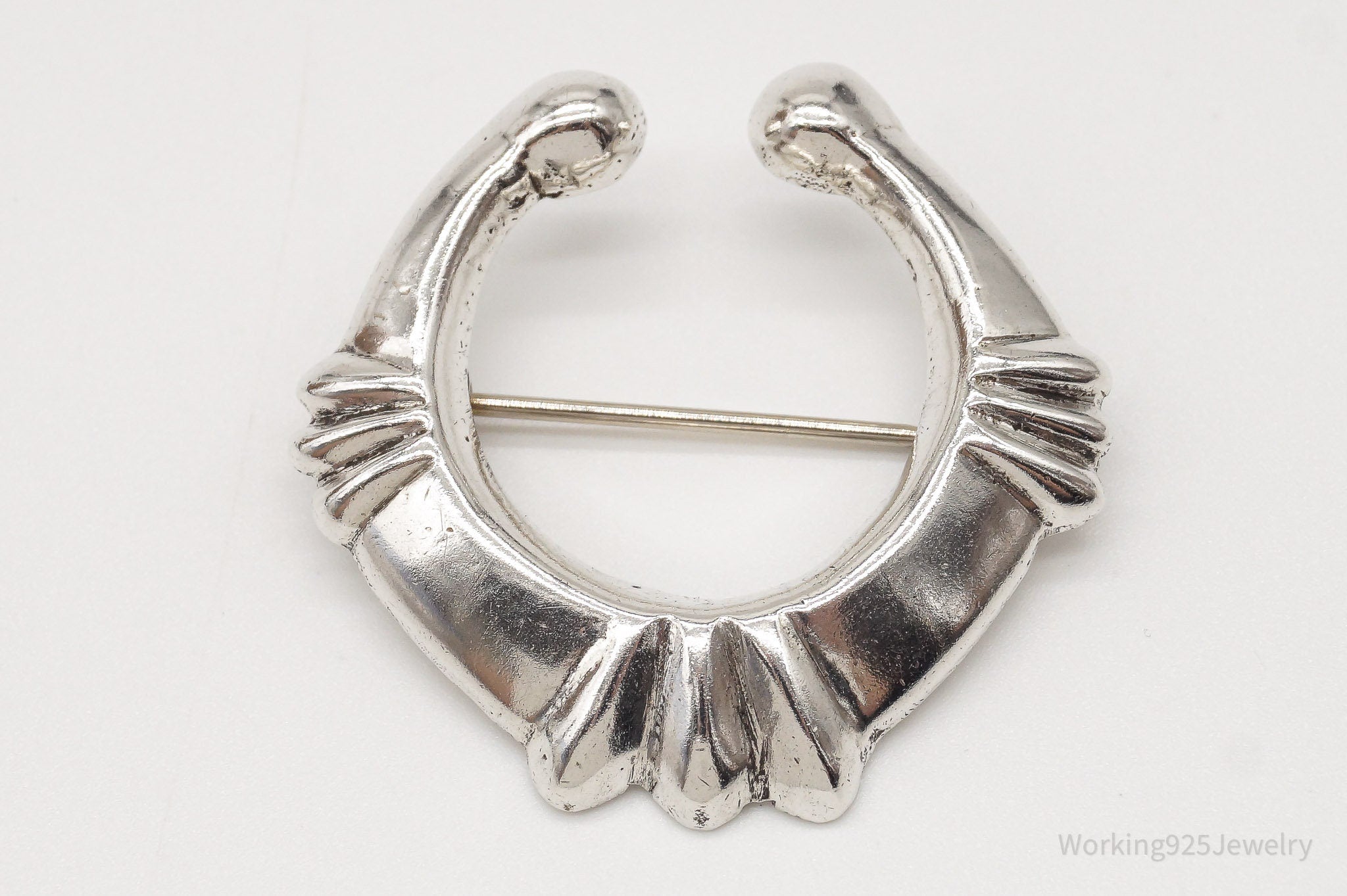 Vintage Handmade Native American Naja Silver Brooch Pin