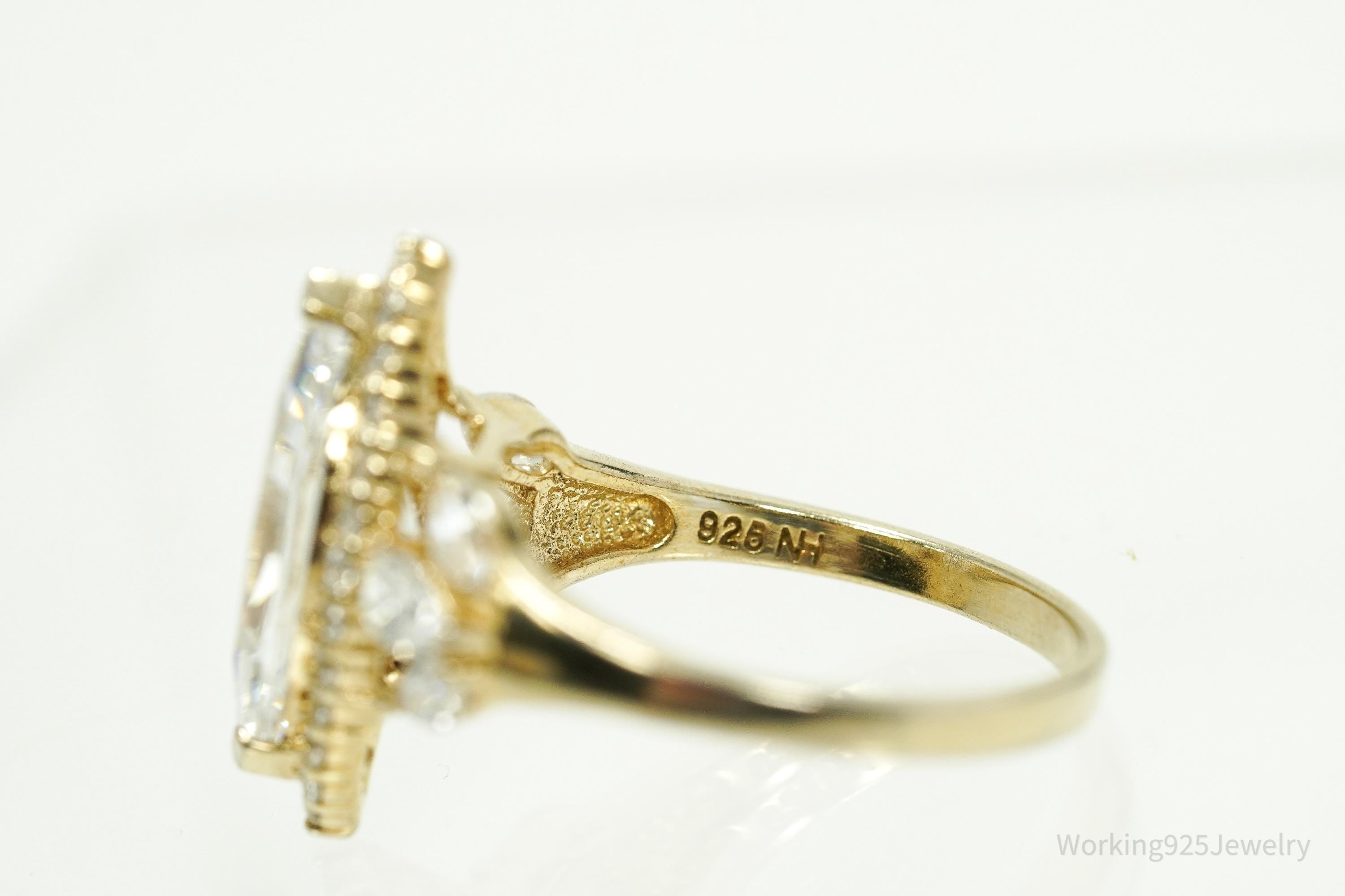 Designer Michael Valitutti Cubic Zirconia 14K Gold Over Sterling Silver Ring - Size 9