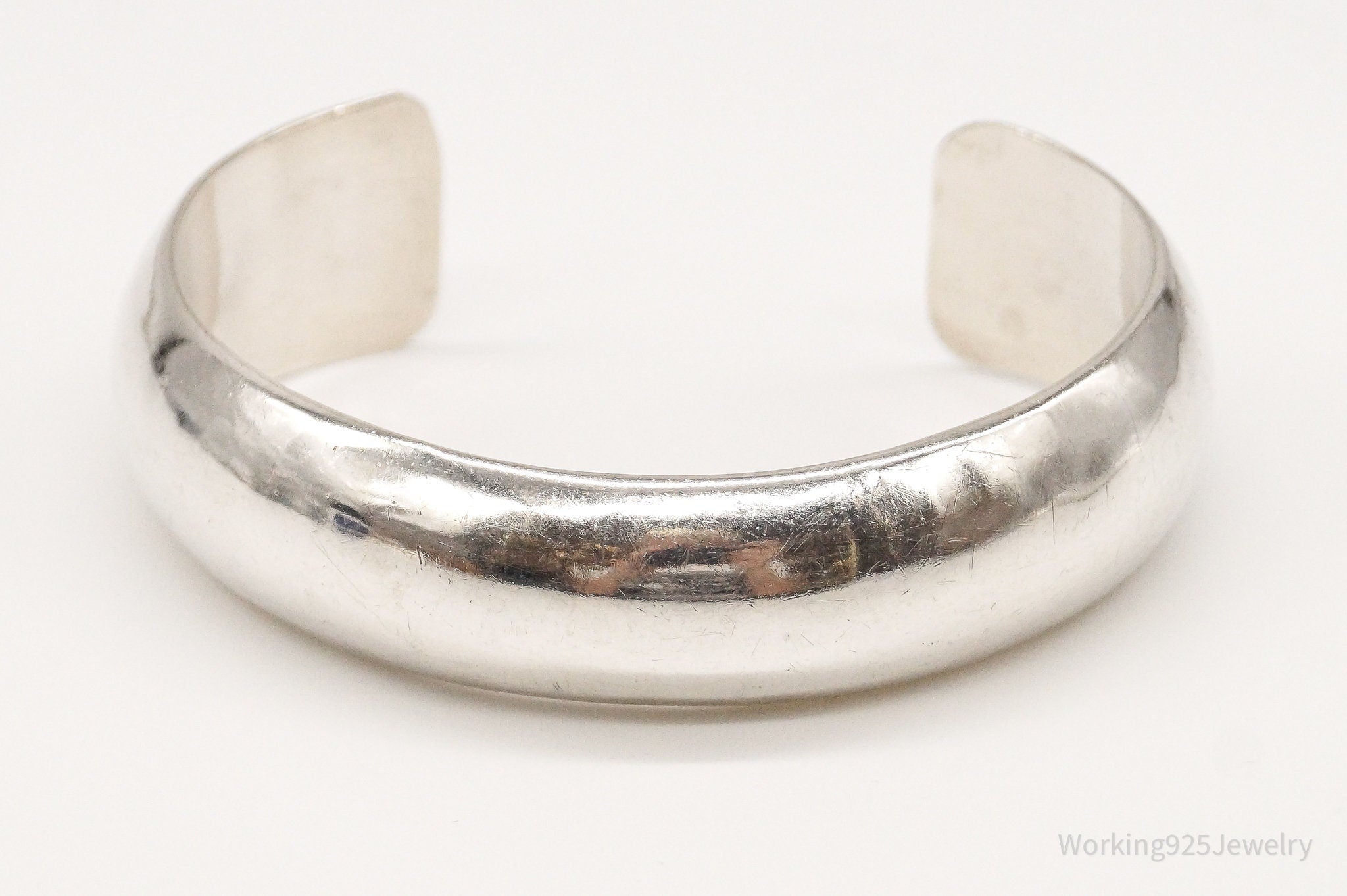 Vintage Native American KS Sterling Silver Wide Cuff Bracelet