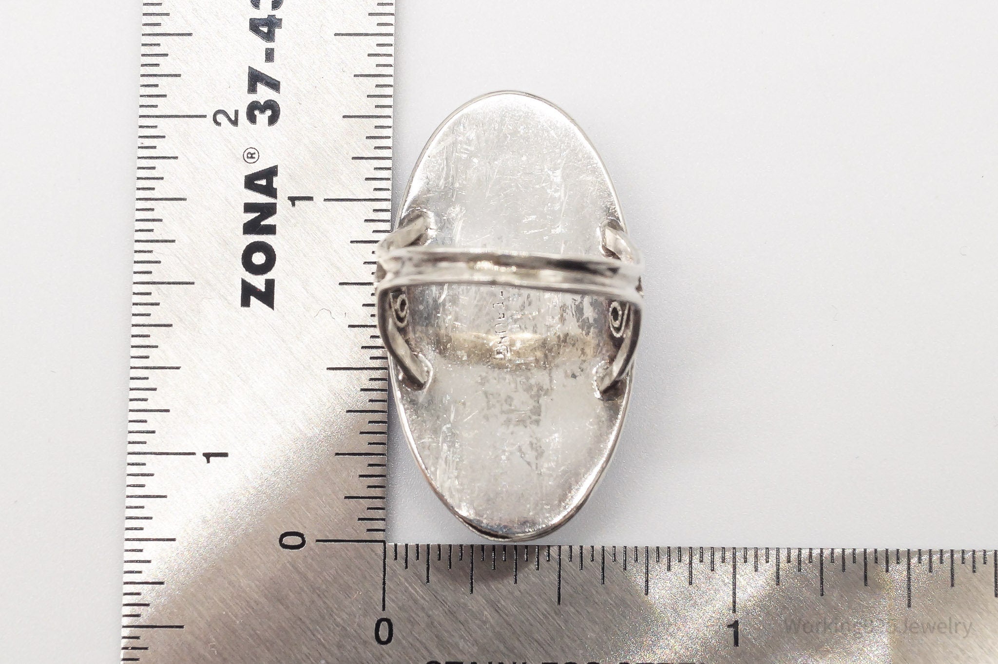 Rare Antique Large Blue Glass Star Sapphire Sterling Silver Ring - Size 6.25