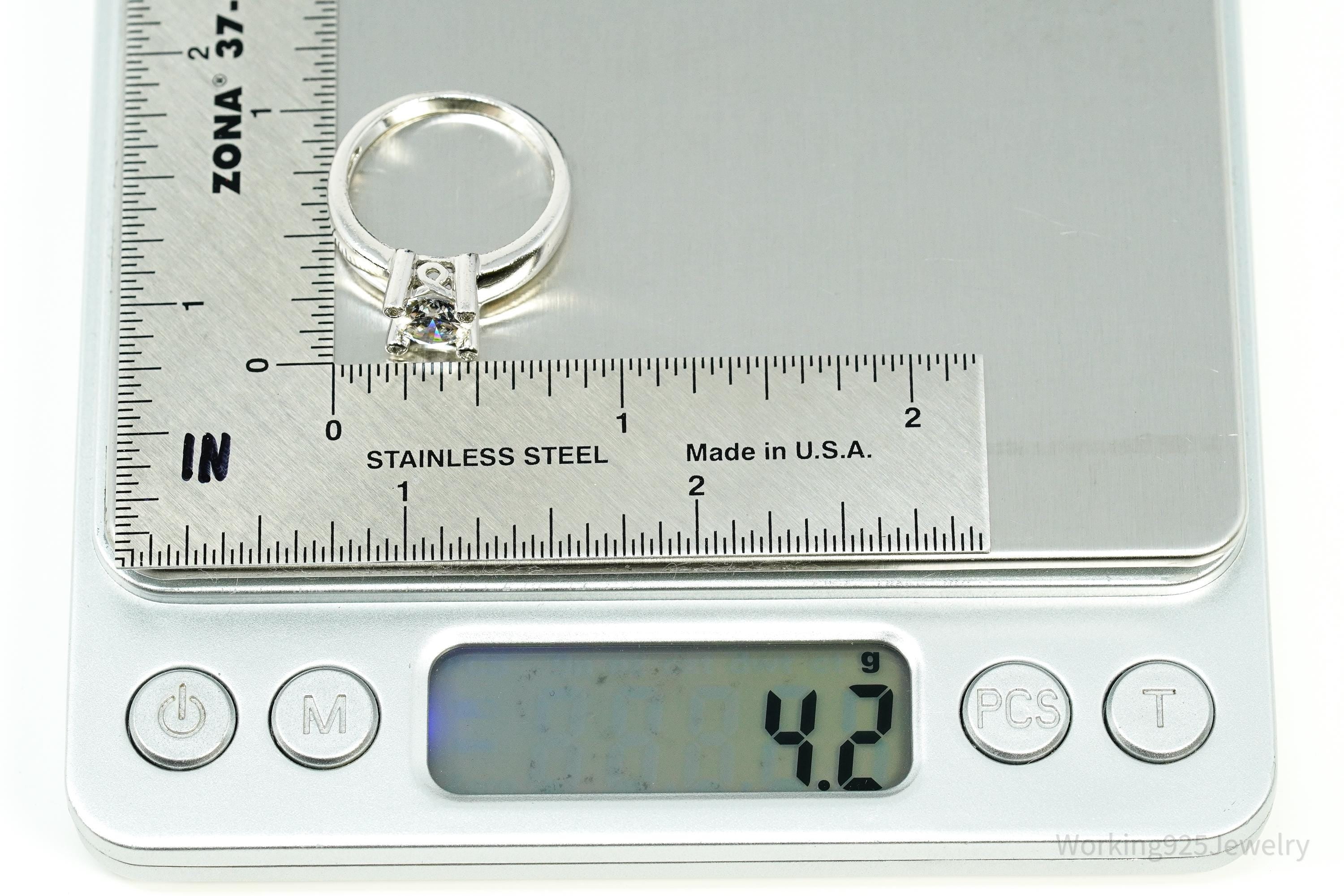 Vintage Diamonique Cubic Zirconia Sterling Silver Ring Size 8