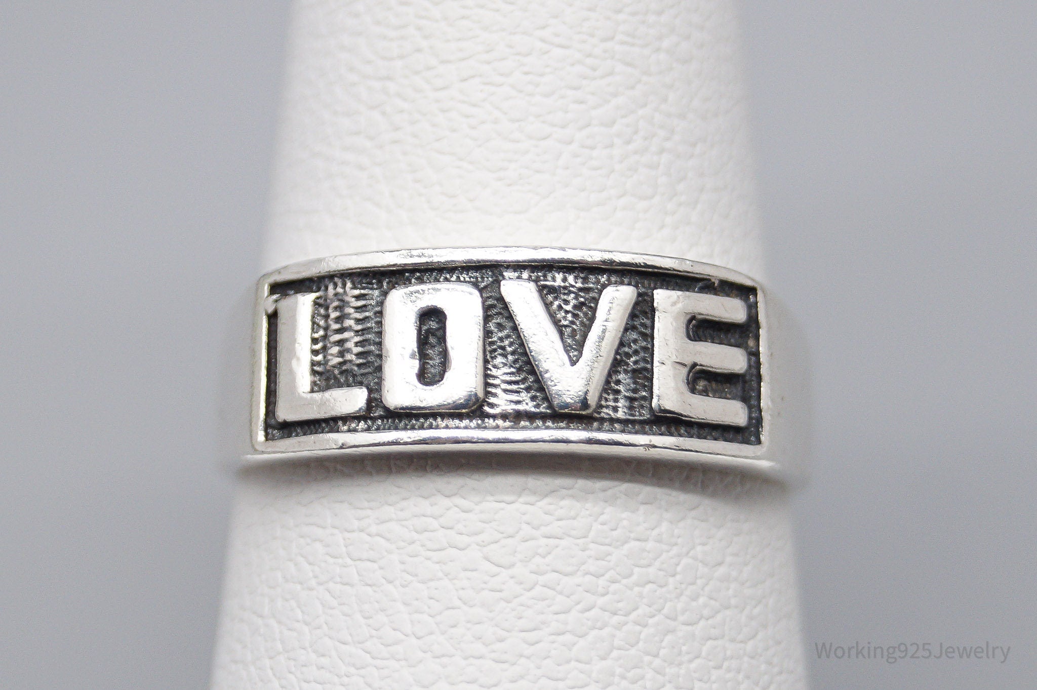 Vintage "Love" Sterling Silver Band Ring - Size 6.75