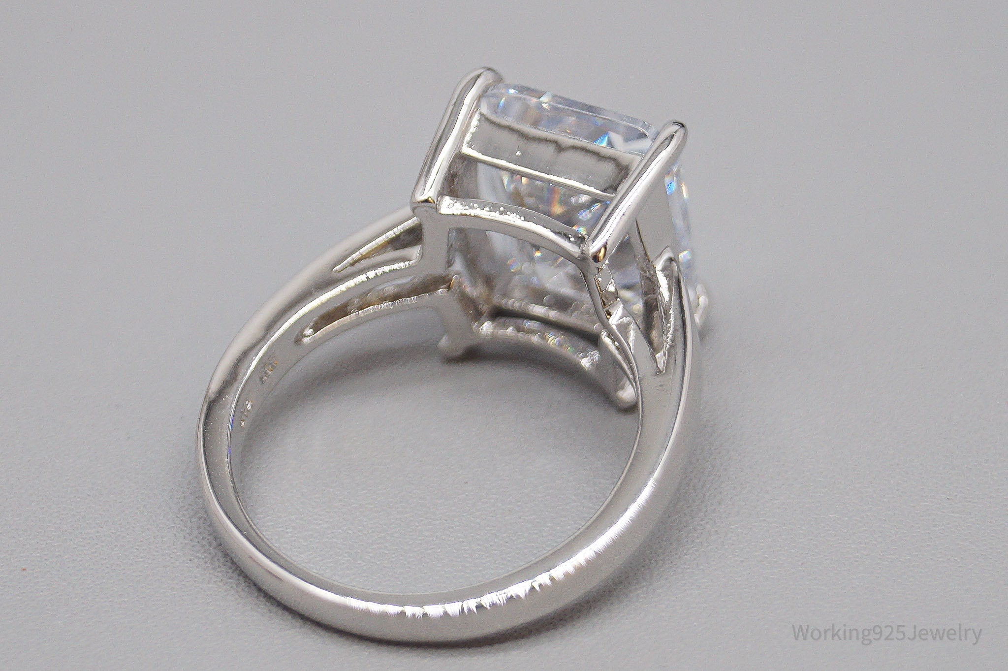Vintage Designer FAS Large Cubic Zirconia Sterling Silver Ring - Size 7