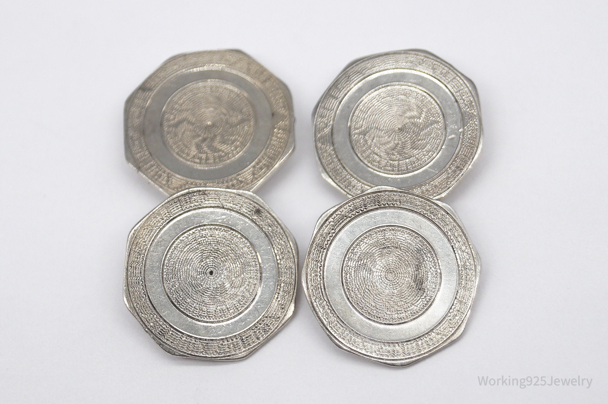 Antique Octagon Sterling Silver Cufflinks