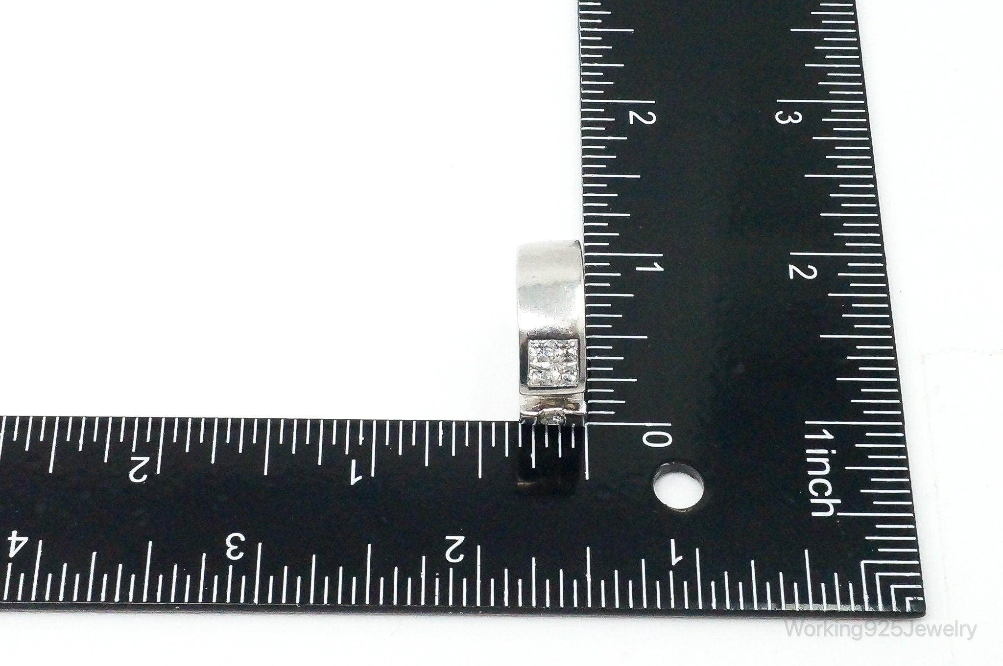 Vintage Cubic Zirconia Sterling Silver Ring Size 7.75 Adjustable