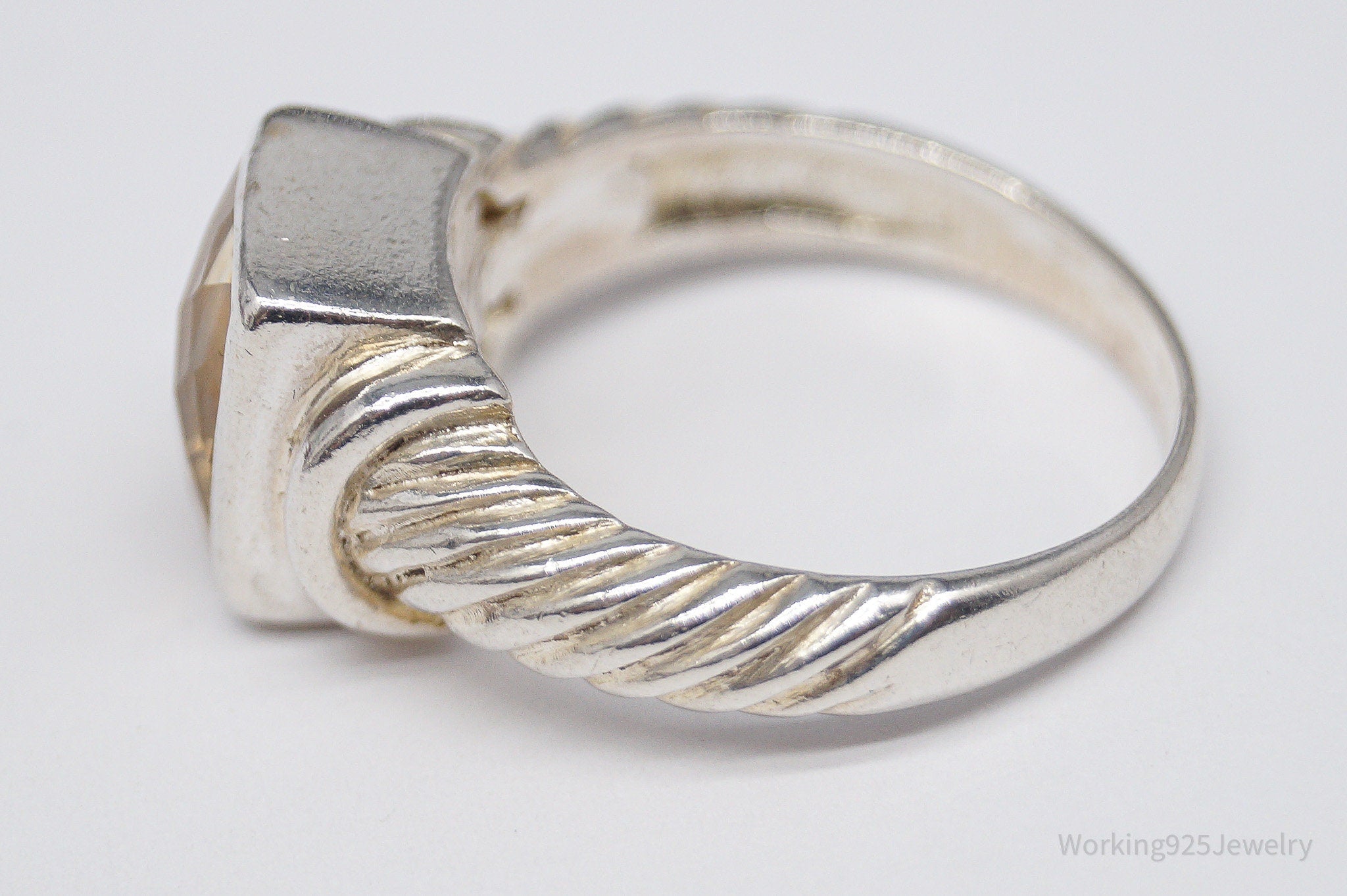 Vintage Citrine Sterling Silver Ring - Size 8.75