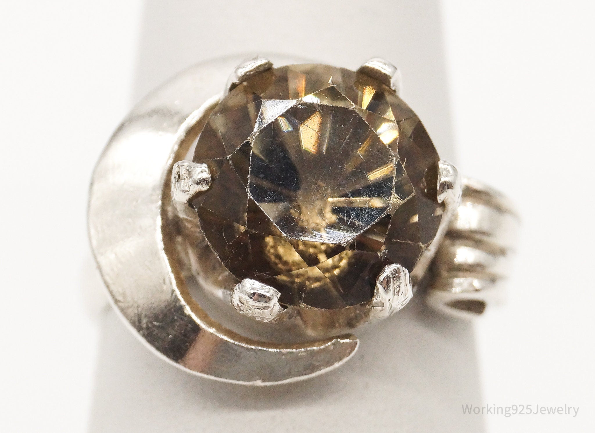 Vintage Mexico Smoky Topaz Sterling Silver Ring - Size 5.5