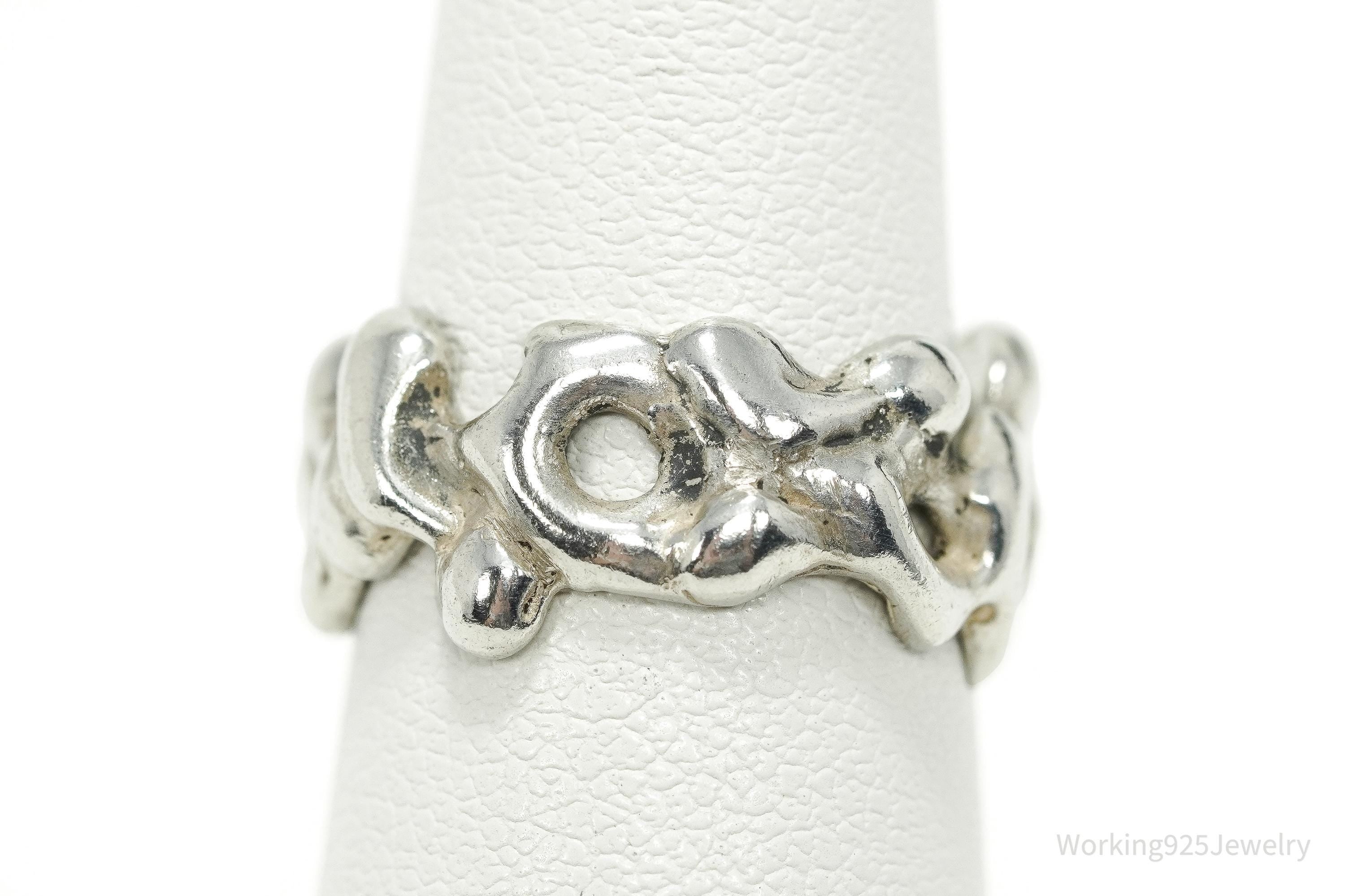 Vintage Brutalist Silver Ring - Size 4.75