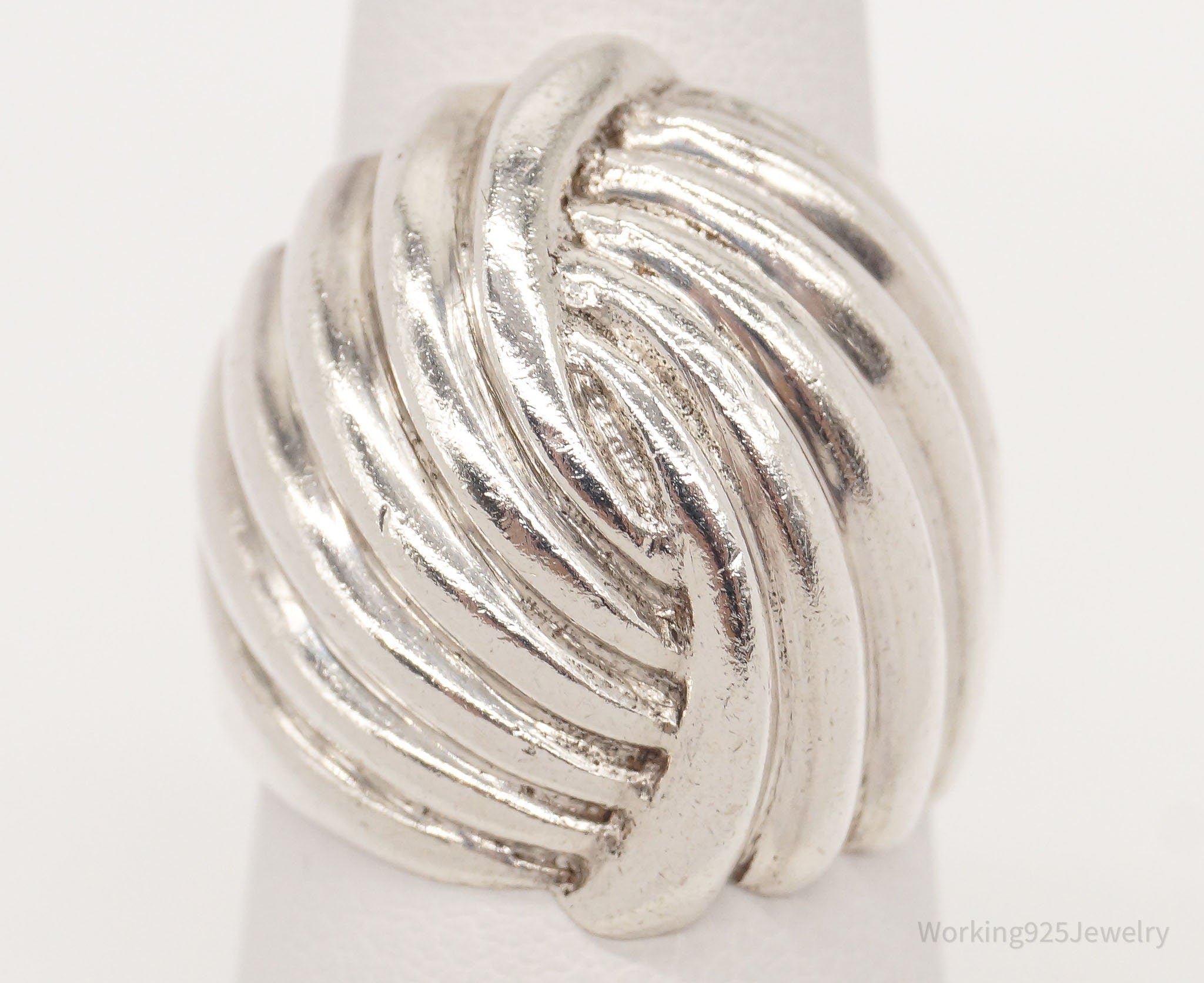 Vintage Modernist Sleek Puffy Sterling Silver Ring - Size 6.75