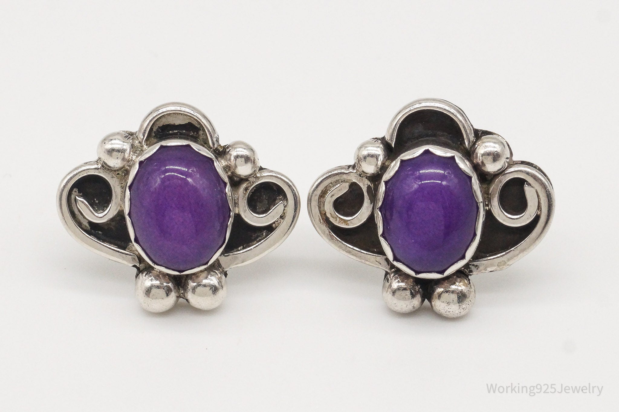 Vintage Native American Sugilite Sterling Silver Earrings