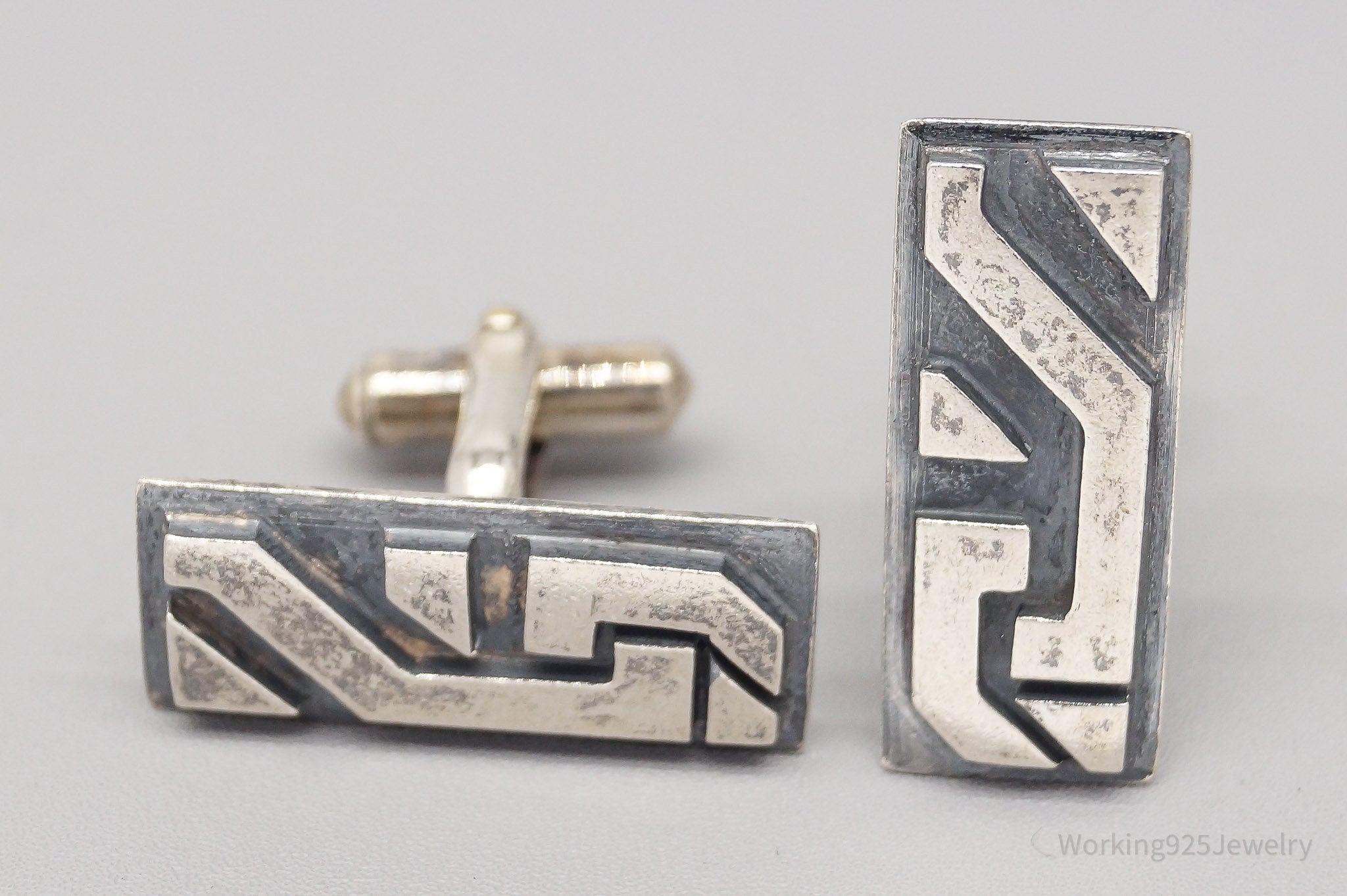 RARE Vintage Mexican Modernist Antonio Pineda Silver Mid Century Cuff Links