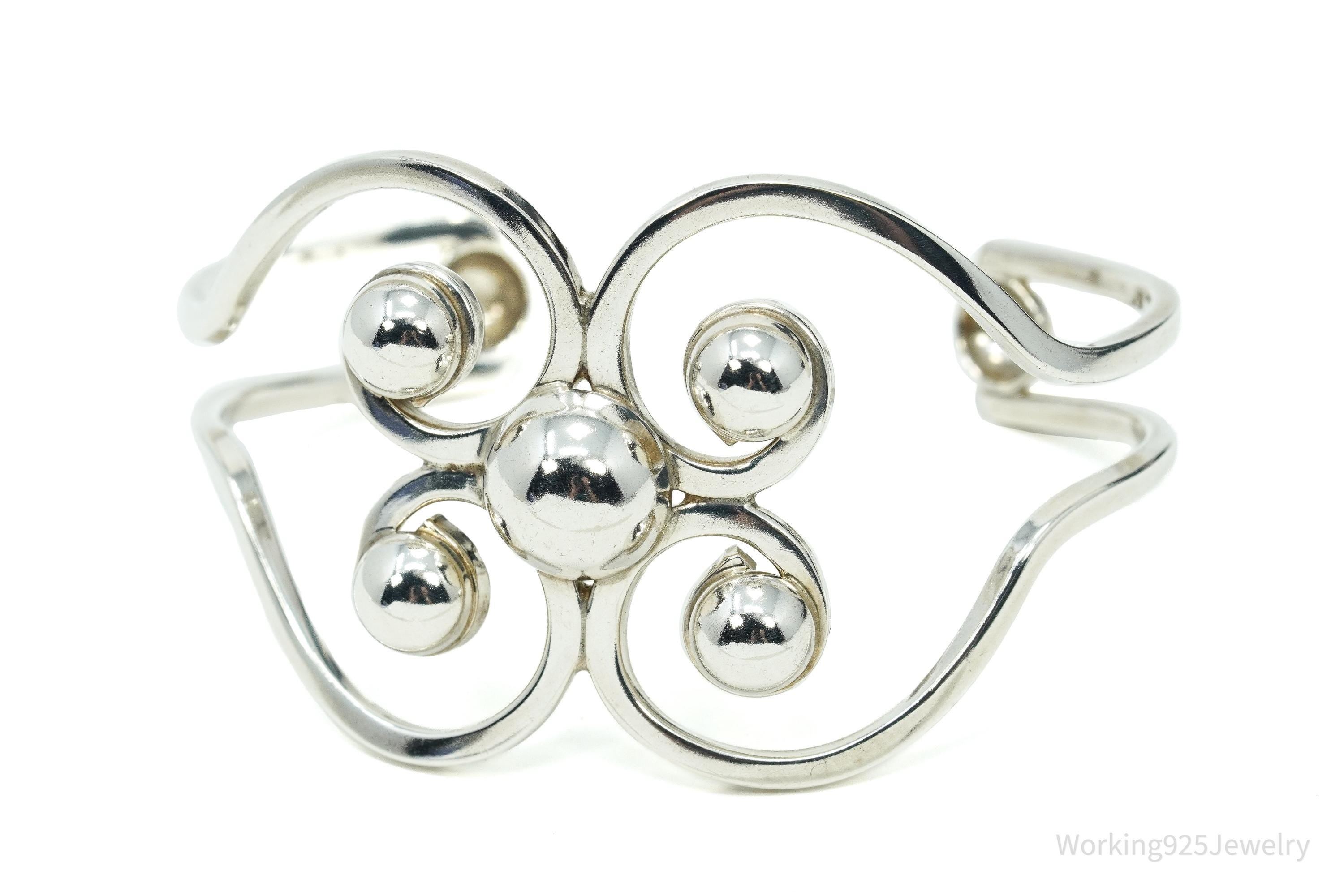 Vintage Mexico Modernist Sterling Silver Bracelet - 6 5/8"