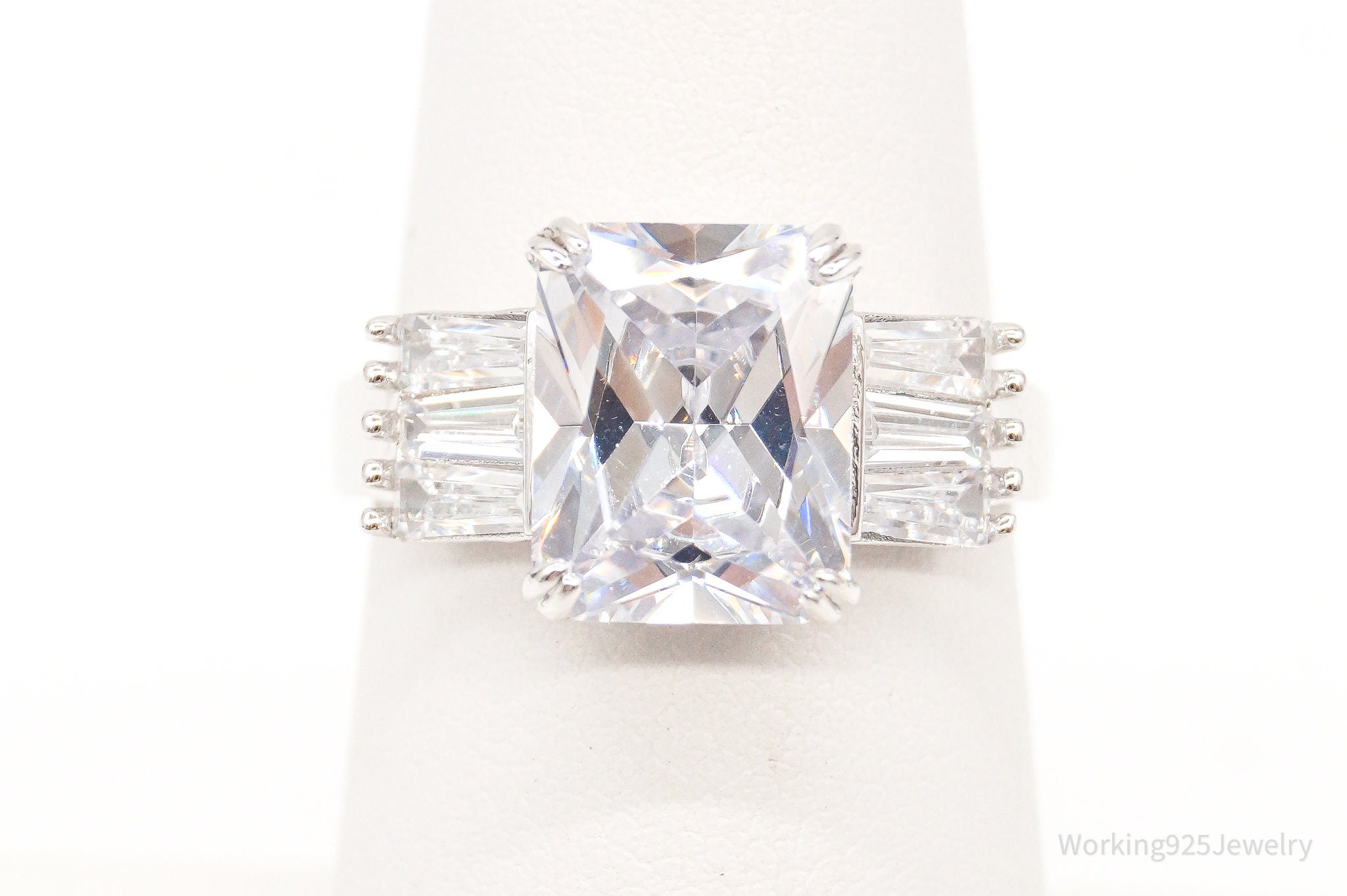 Vintage Designer YGI Large Cubic Zirconia Sterling Silver Ring - Size 6