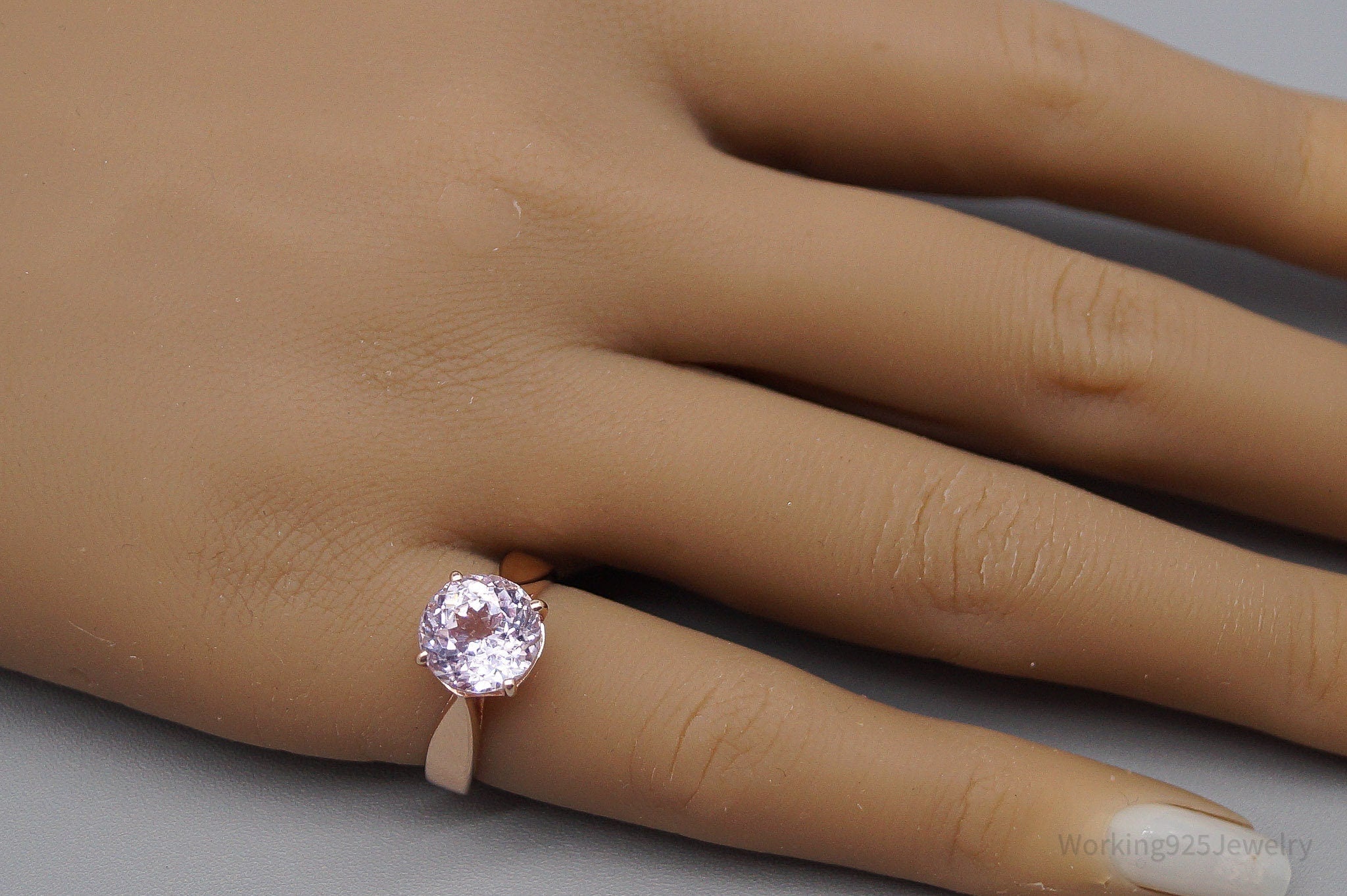 JTV BBJ Pink Kunzite 18K Rose Gold Over Sterling Silver Ring - Size 5