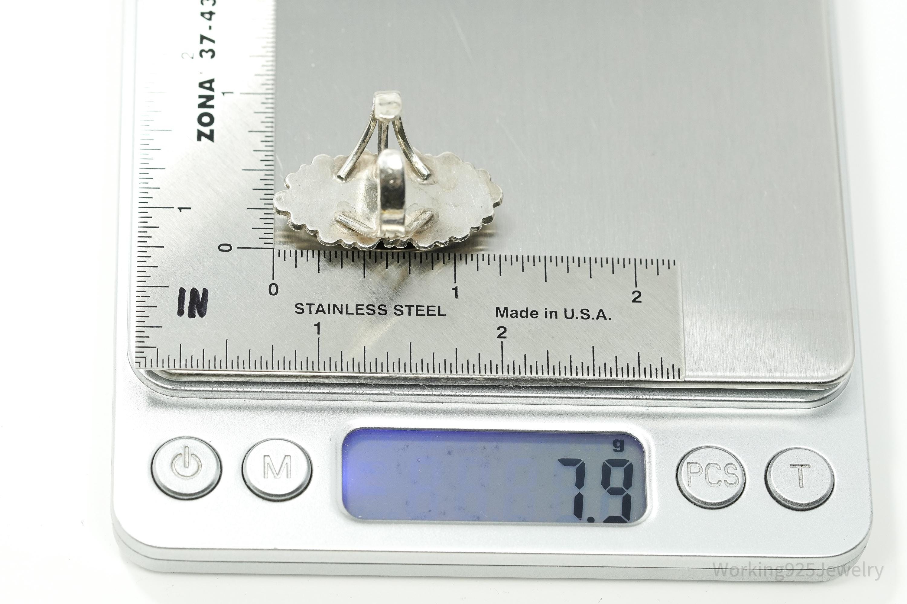 Vintage Handmade Native American Agate Sterling Silver Ring - Size 8