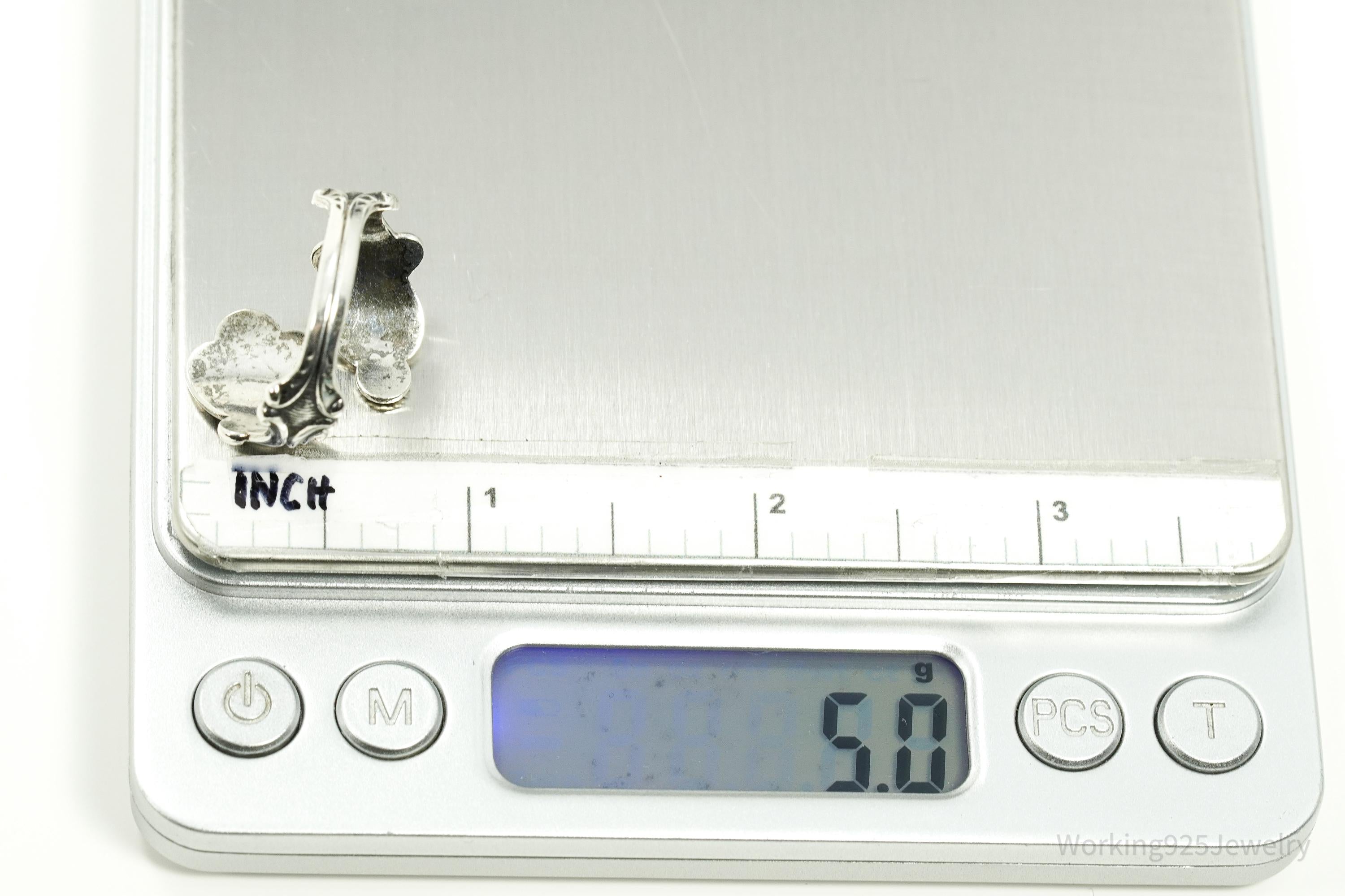 Vintage Avon Hearts & Flowers Sterling Silver Adjustable Wrap Spoon Ring - Size 10.25