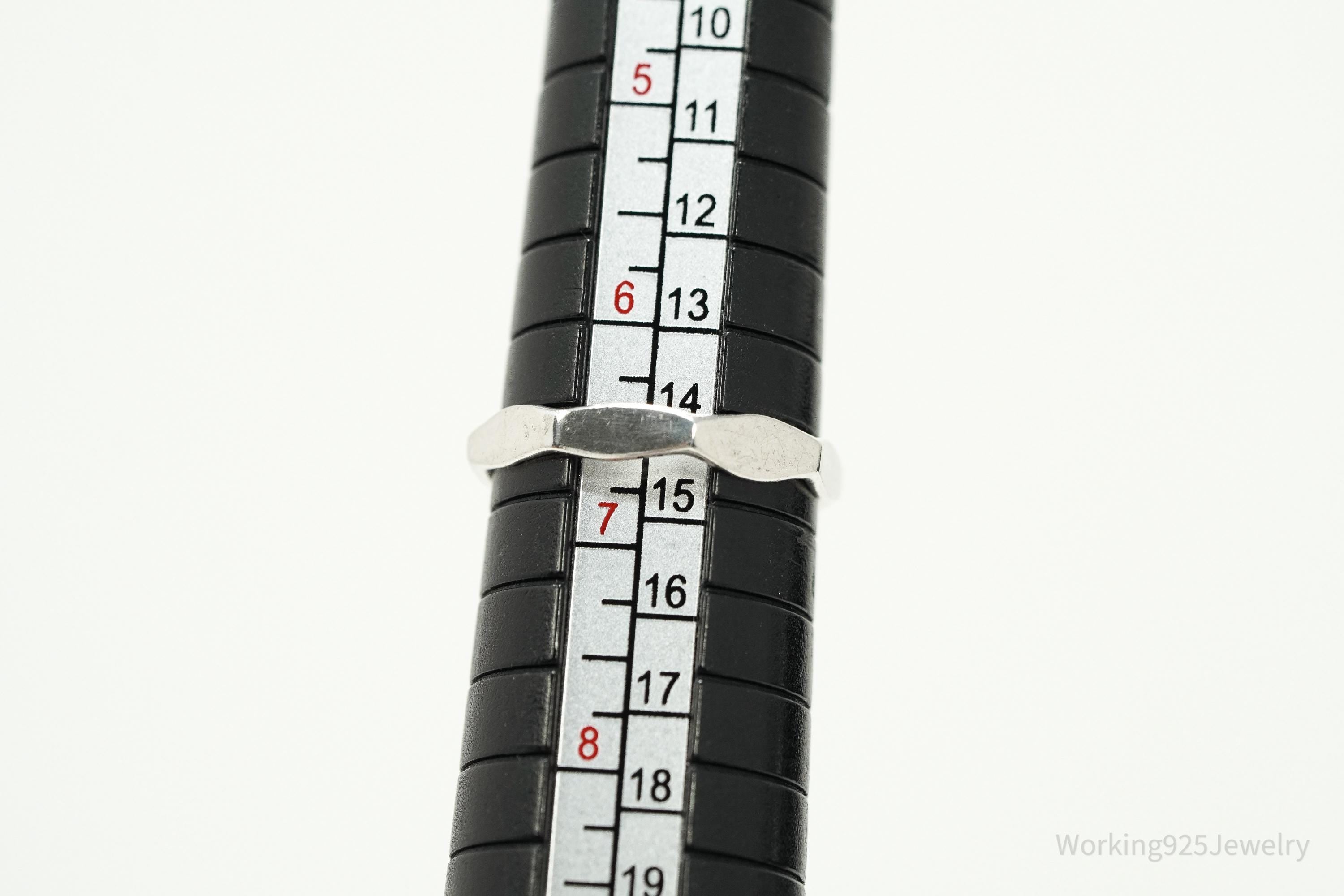 Vintage Blue Lapis Lazuli Silver Ring - Size 6.5