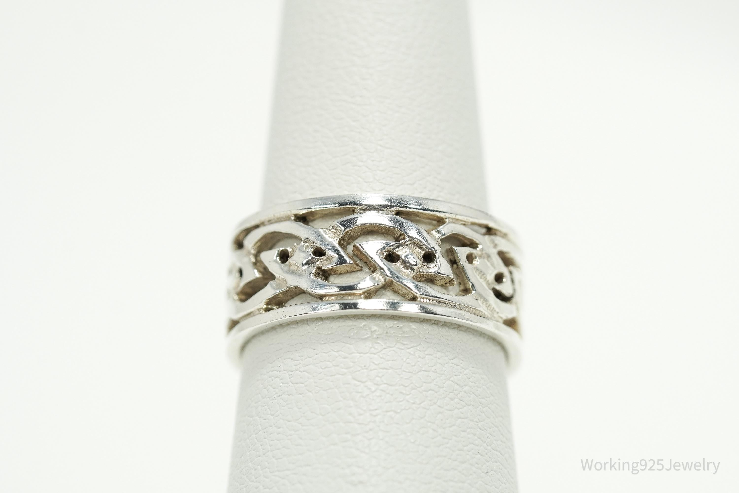 Vintage Celtic Knots Sterling Silver Ring Size 6.75