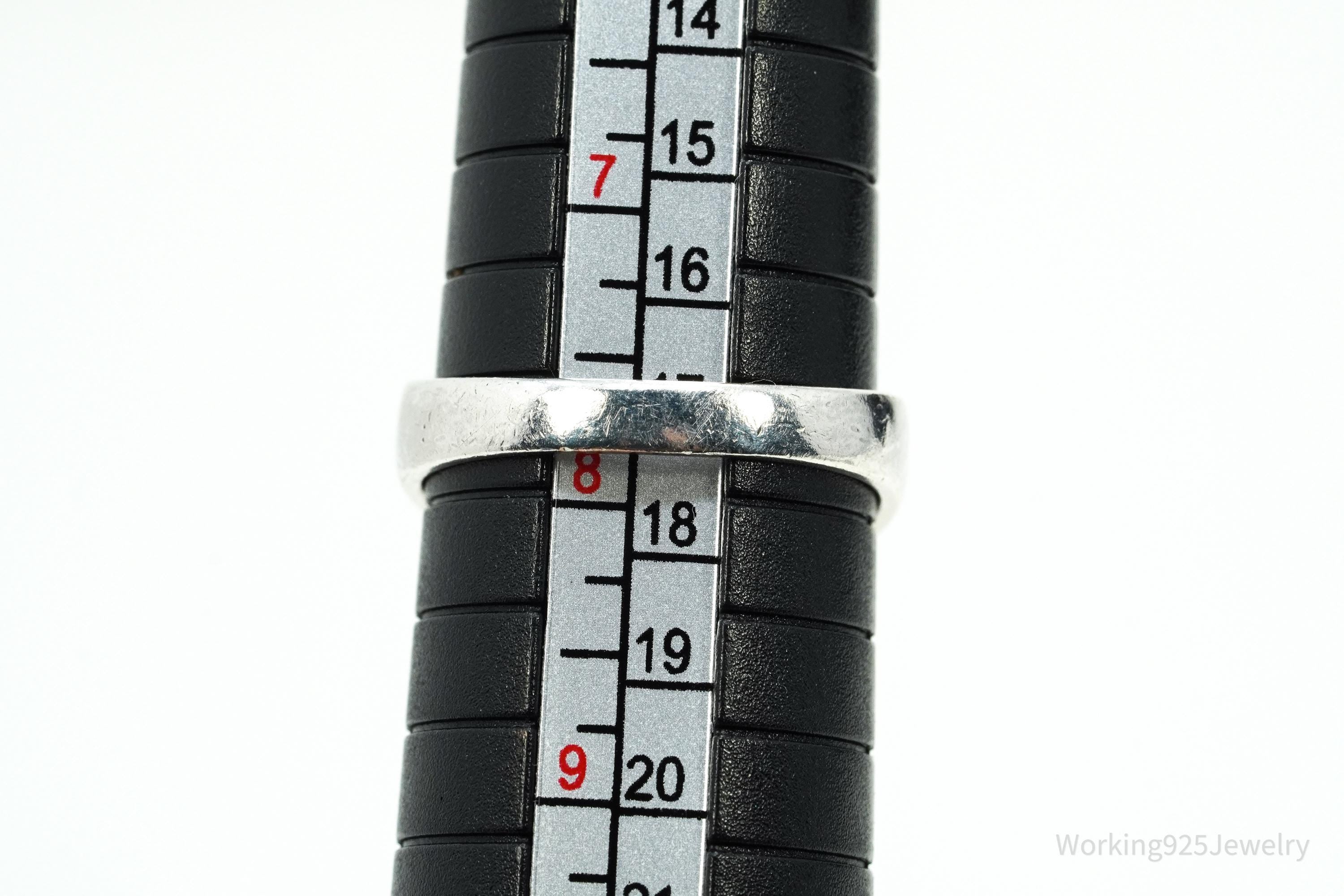 Vintage Pink Mother Of Pearl Inlay Sterling Silver Ring - Size 7.75