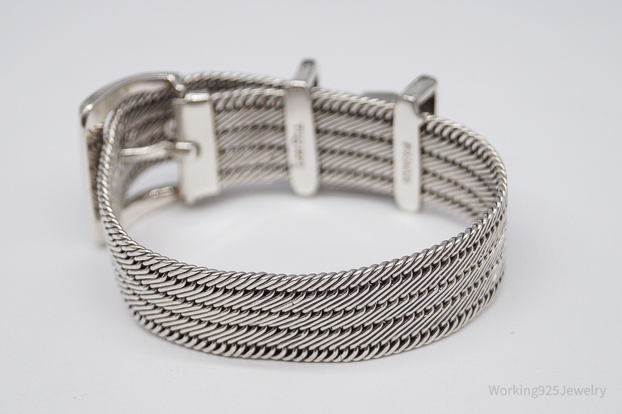 Vintage Designer Lois Hill Buckle Sterling Silver Bracelet - 6 3/8"