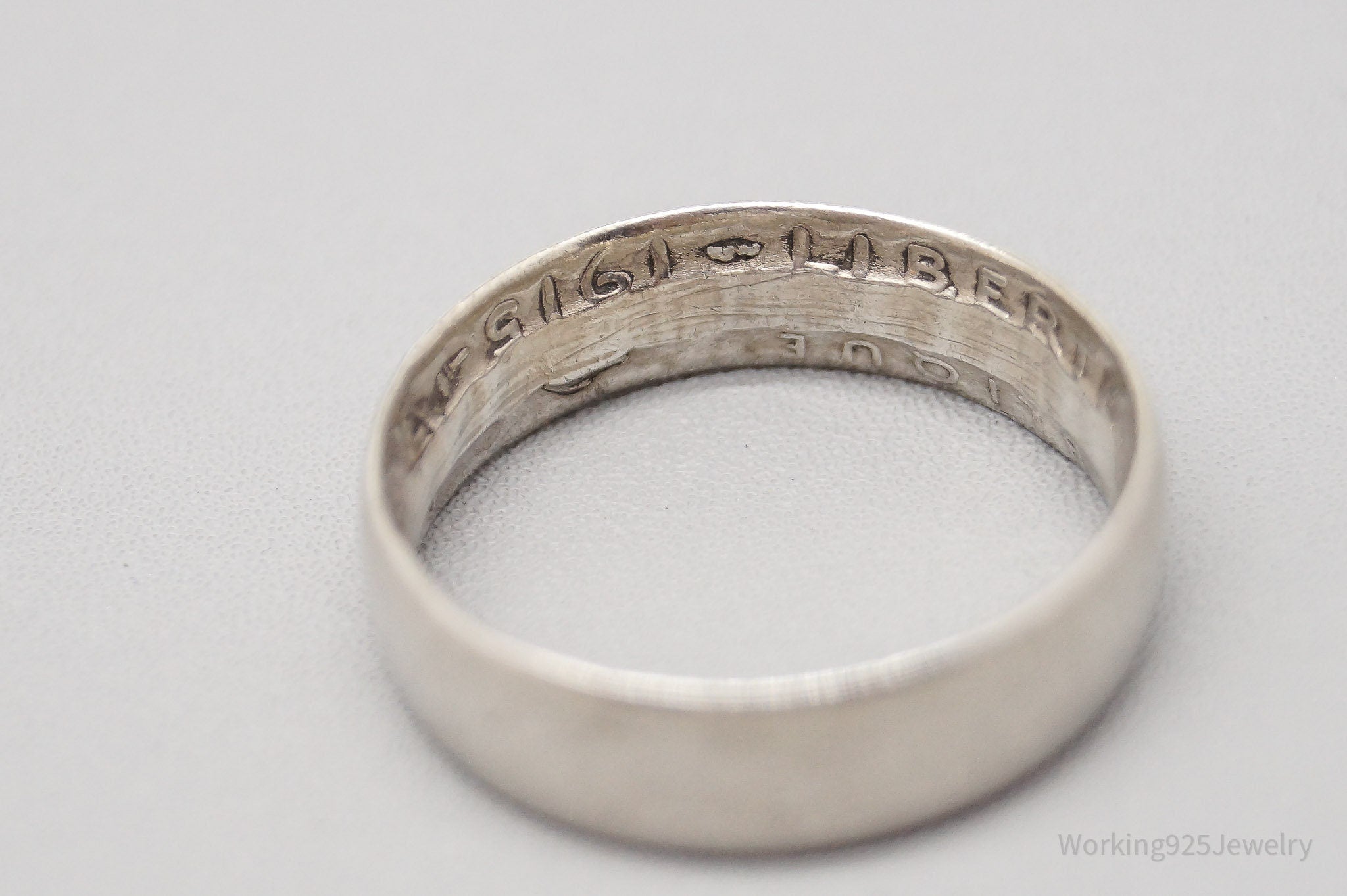 Antique 1915 2 Francs Silver Coin Turned Ring - Size 9.25