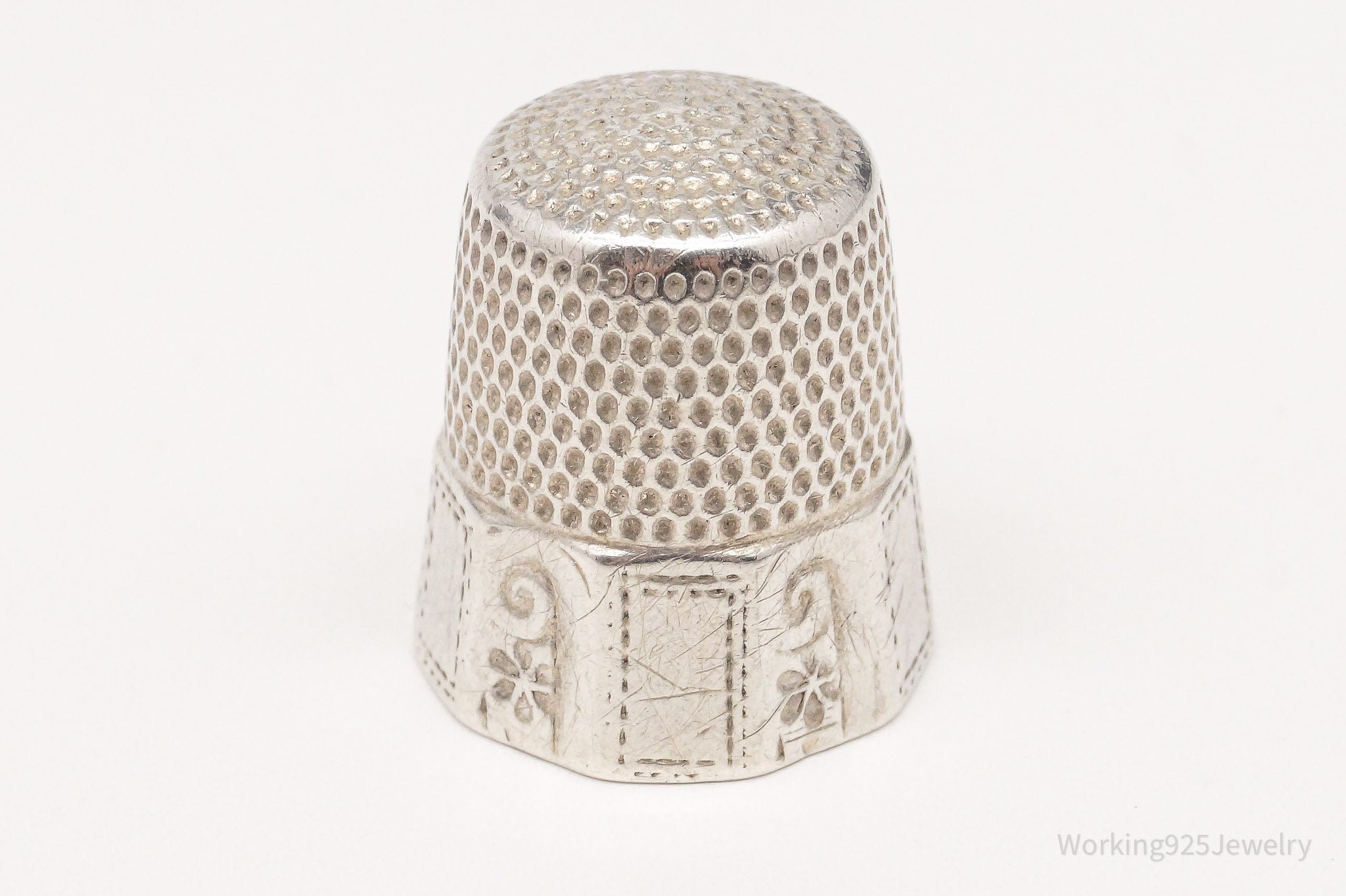 Antique Simons Bros & Co Sterling Silver Thimble Size 9