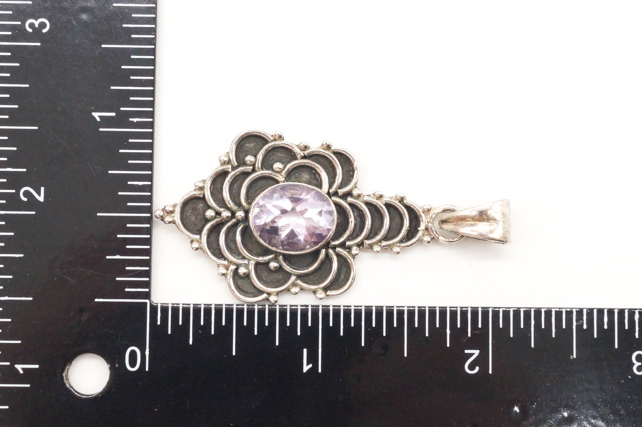 Vintage Large Purple Amethyst Sterling Silver Pendant