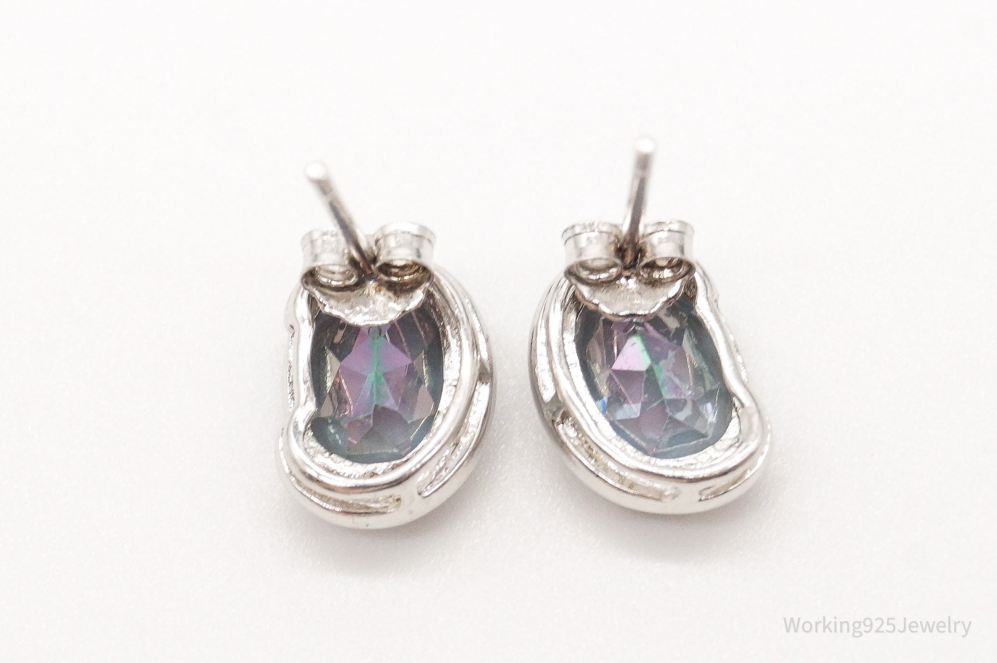 Vintage Mystic Topaz Sterling Silver Stud Post Earrings