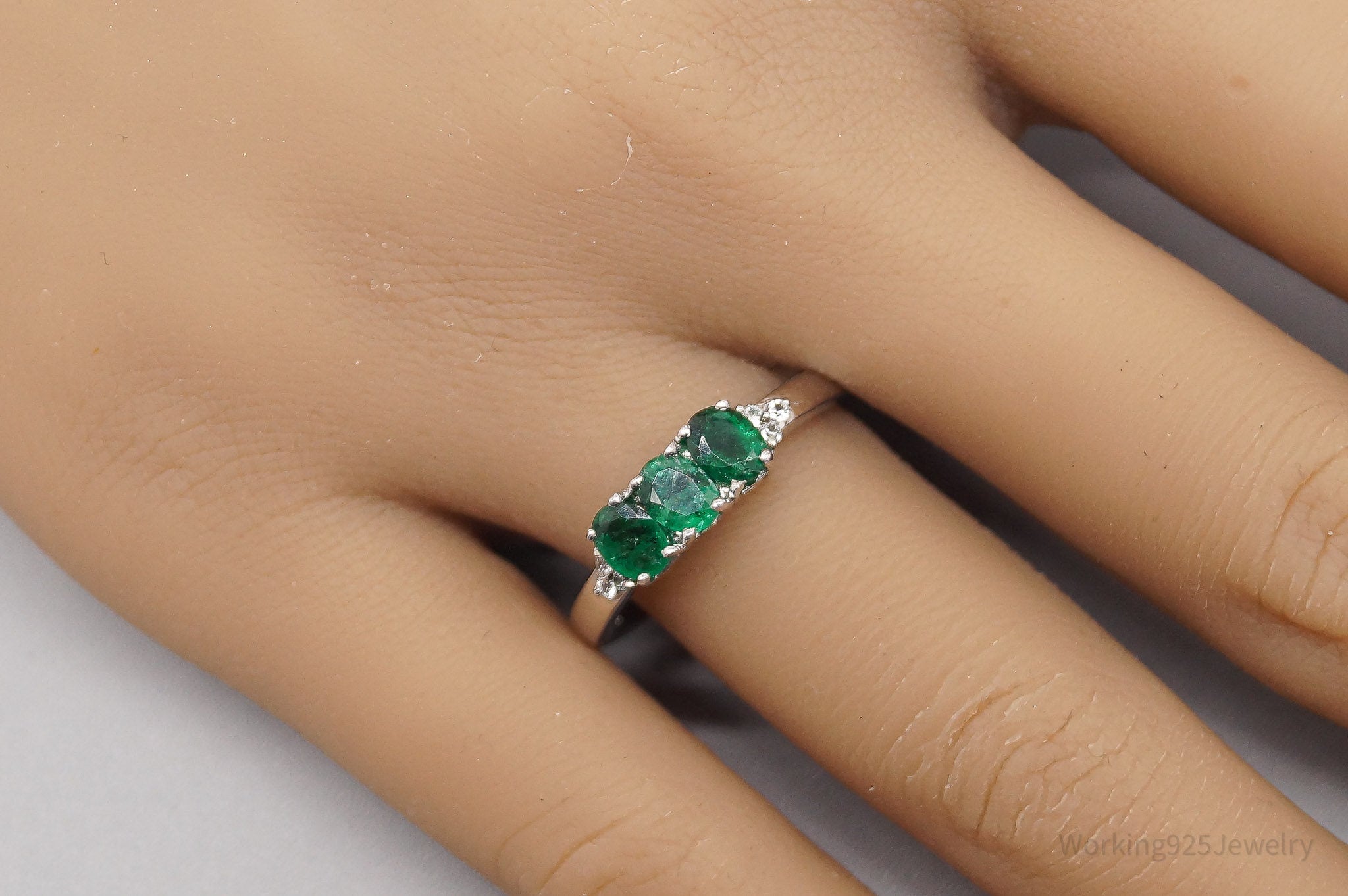 JTV TGGC Emerald White Topaz Sterling Silver Ring - Size 8