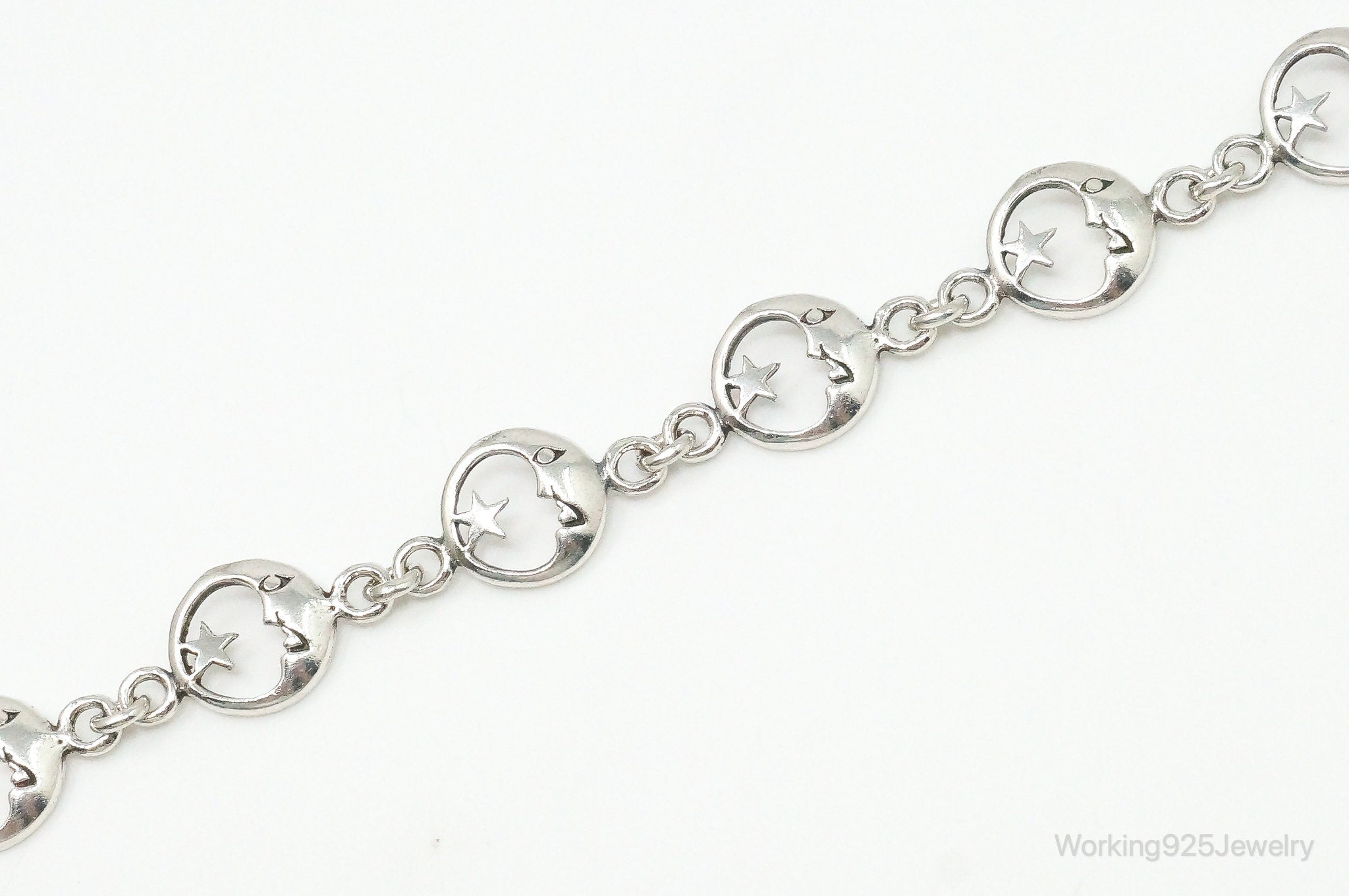 Vintage Moon & Stars Sterling Silver Bracelet