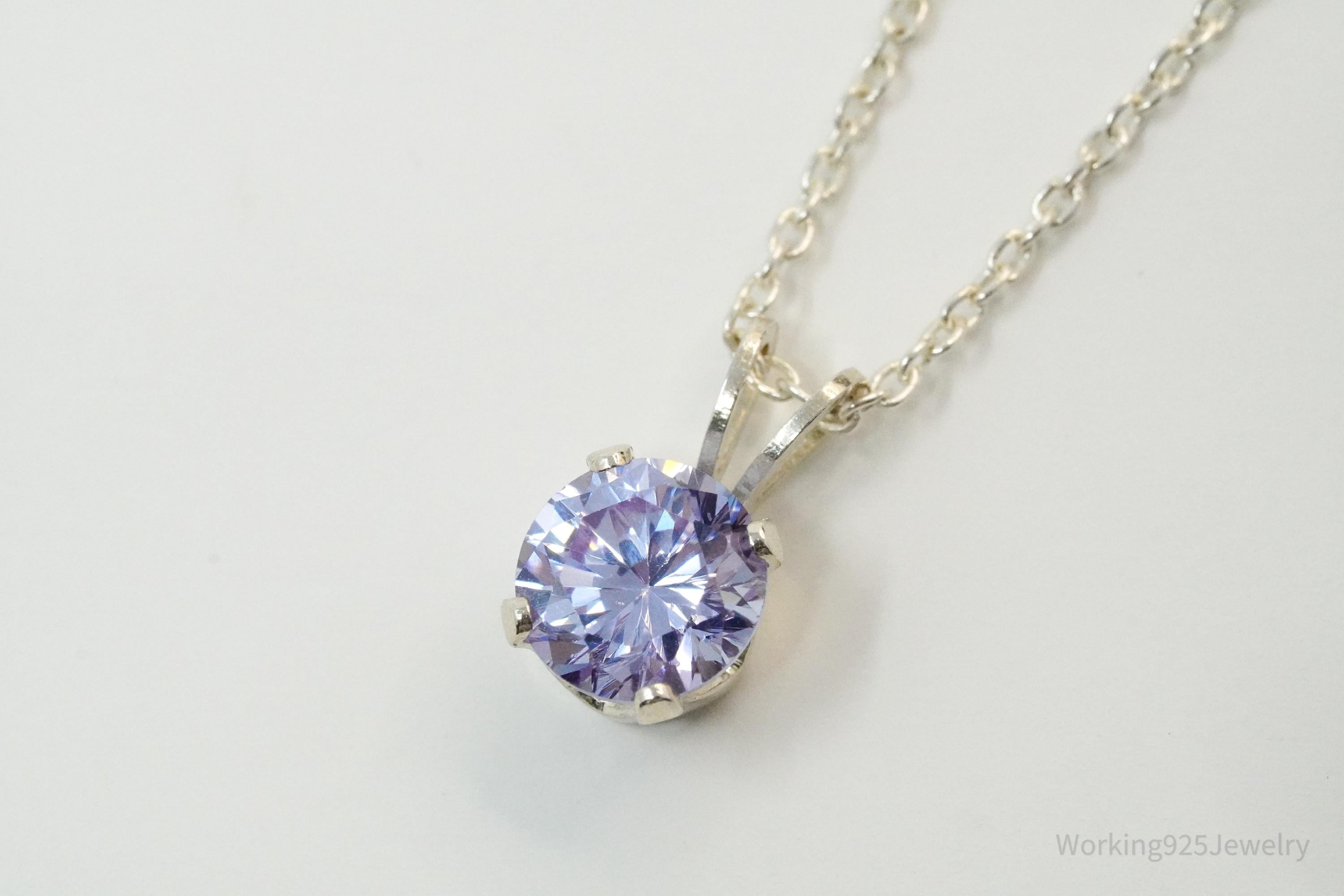 Vintage Violet Cubic Zirconia Sterling Silver Necklace - 18"