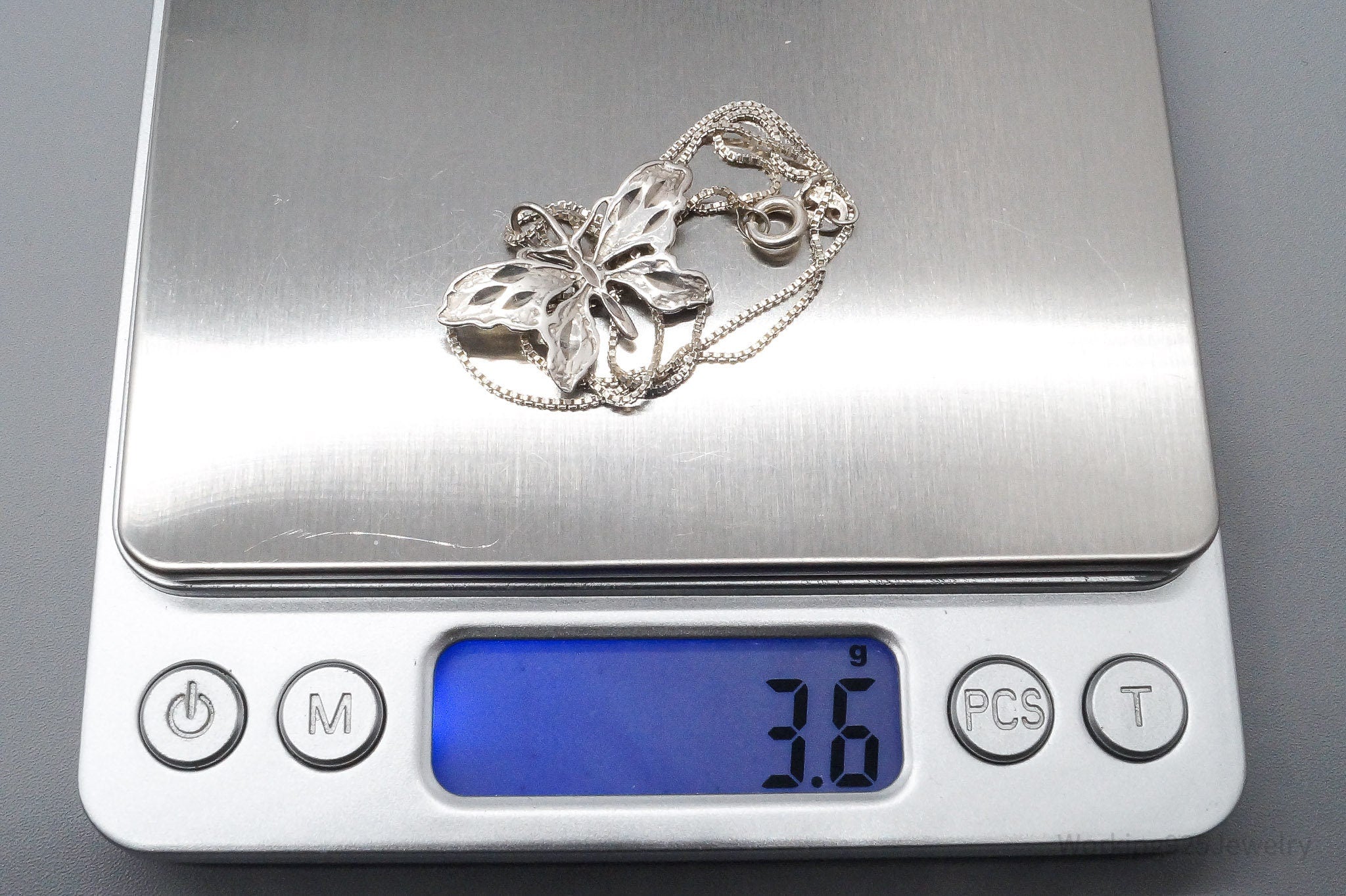 Vintage Butterfly Sterling Silver Necklace 16"