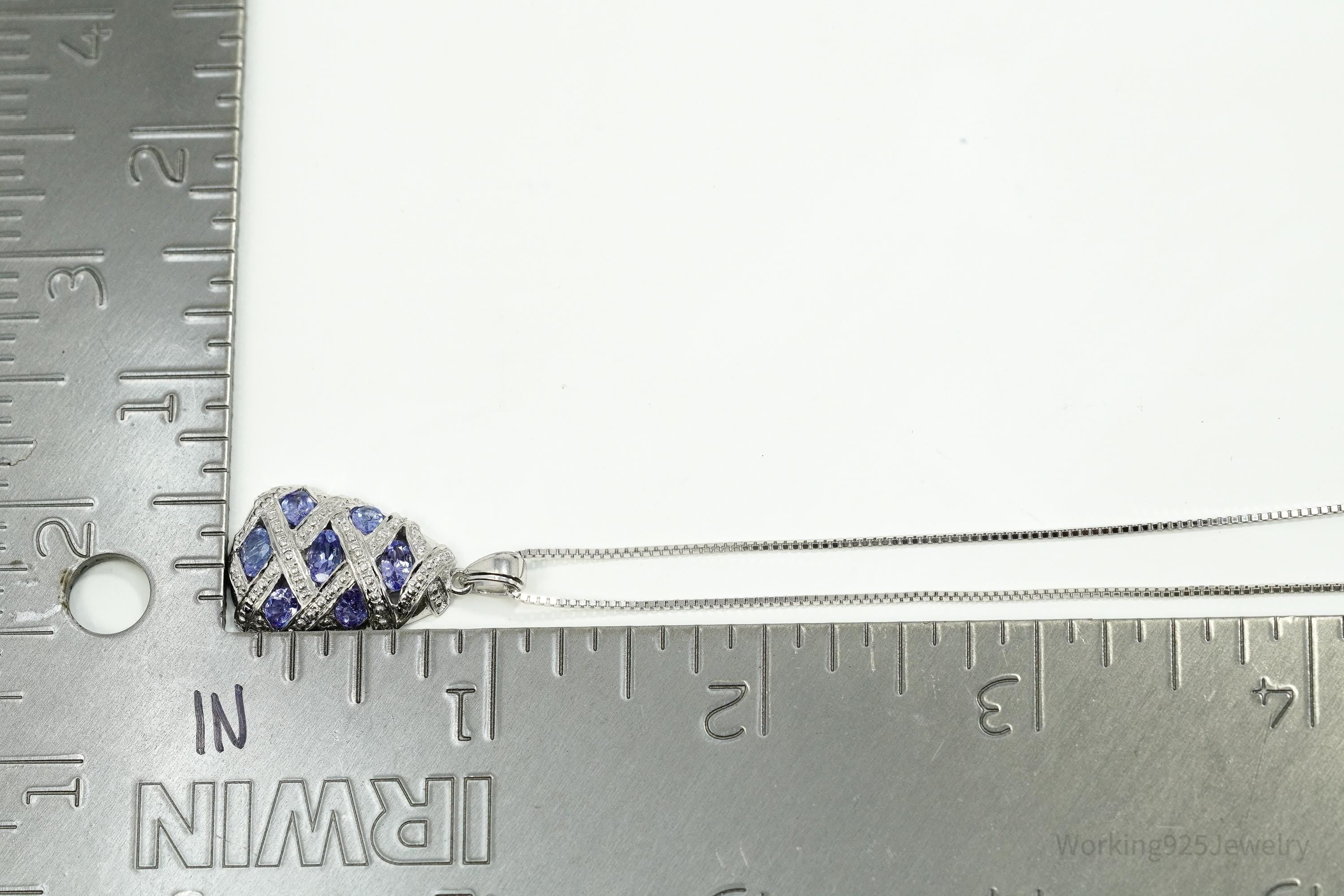 Vintage Tanzanite Sterling Silver Necklace 18"