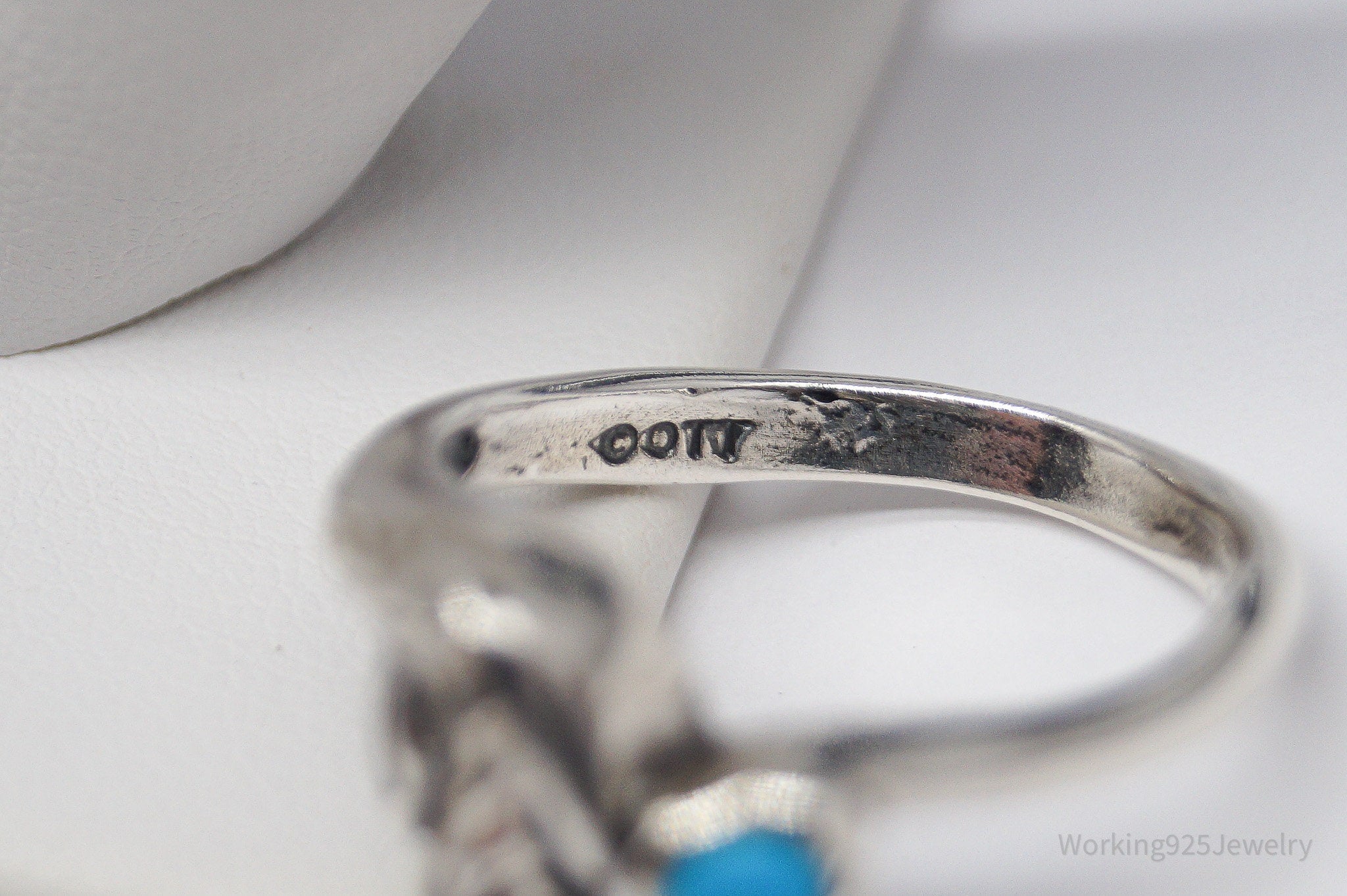 Vintage Wrapped Snake Turquoise Sterling Silver Ring - Size 9.75