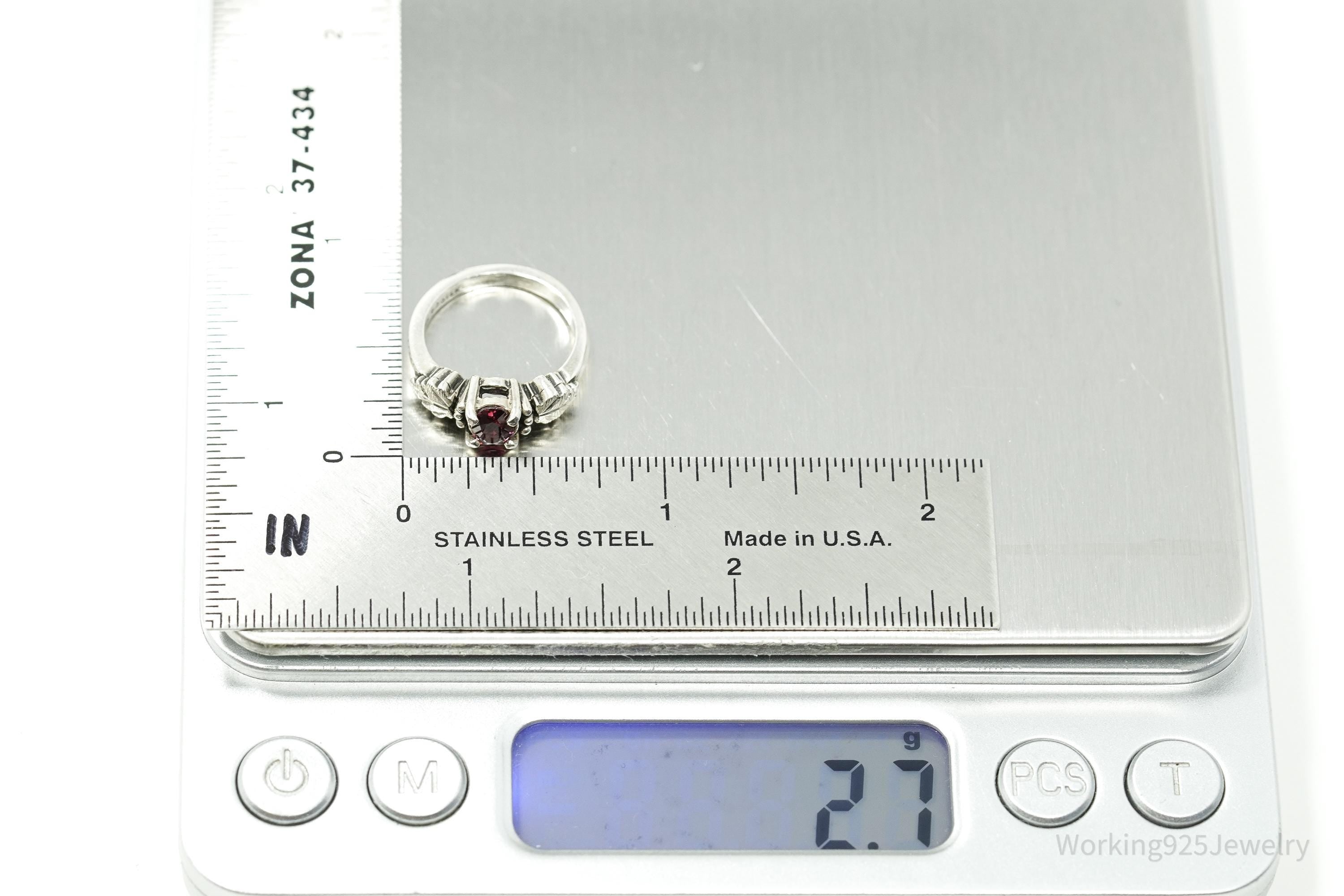 Vintage WMCO Rhodolite Garnet Sterling Silver Ring - Size 3.75