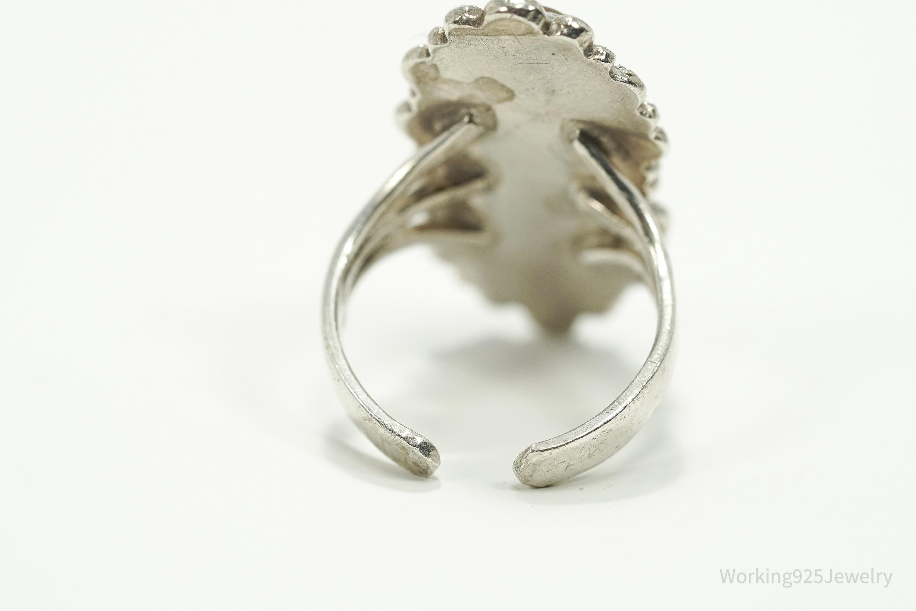 Vintage Handmade Native American Agate Sterling Silver Ring - Size 8