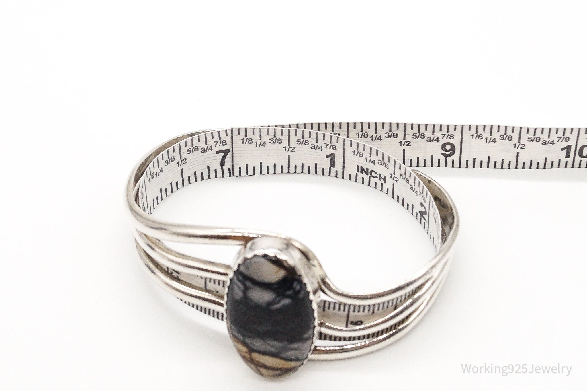 Vintage Designer Moses Jasper Sterling Silver Cuff Bracelet