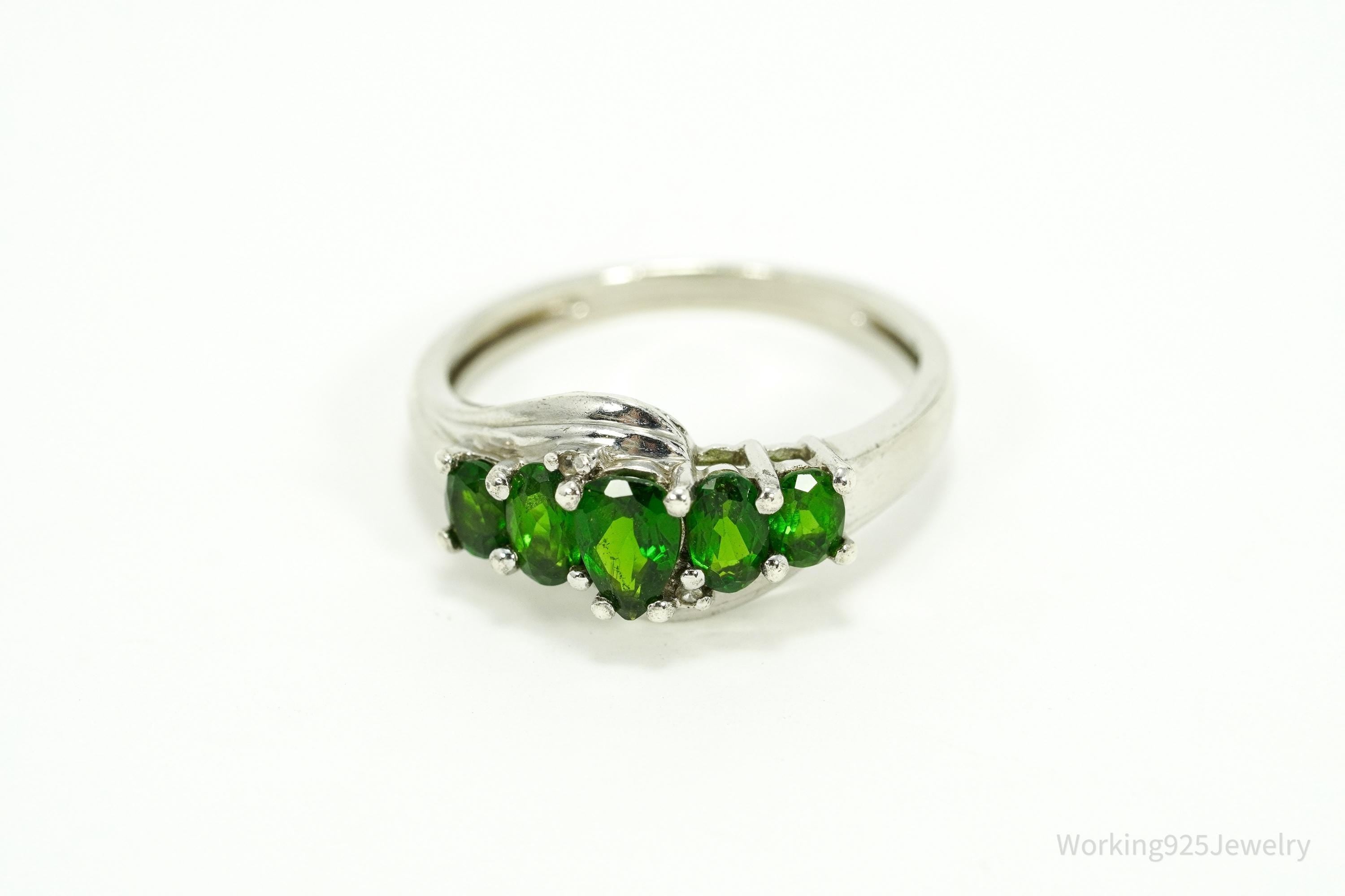 HT Green Chrome Diopside Sterling Silver Ring - Size 8